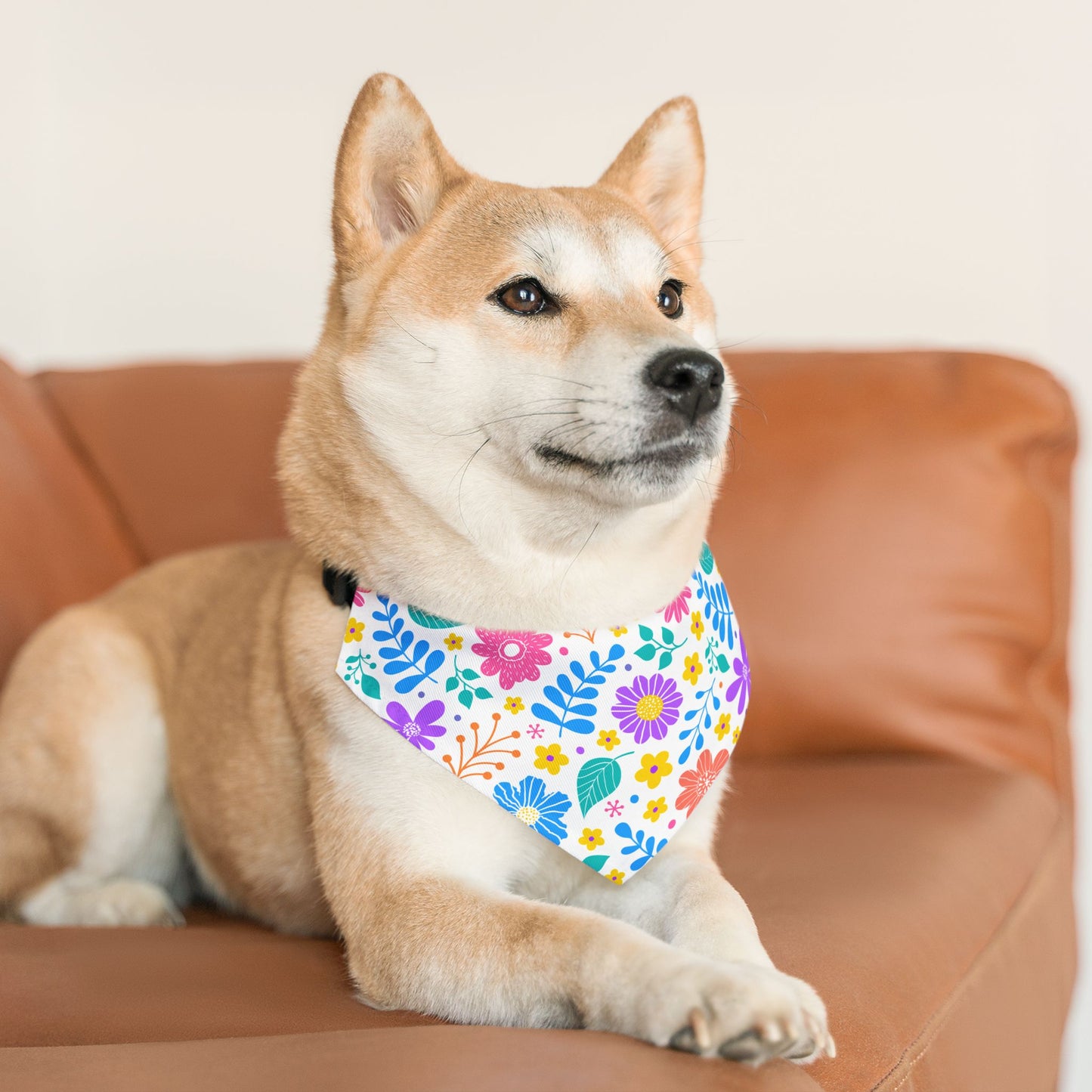 Cute Floral Over the Collar Dog Bandana