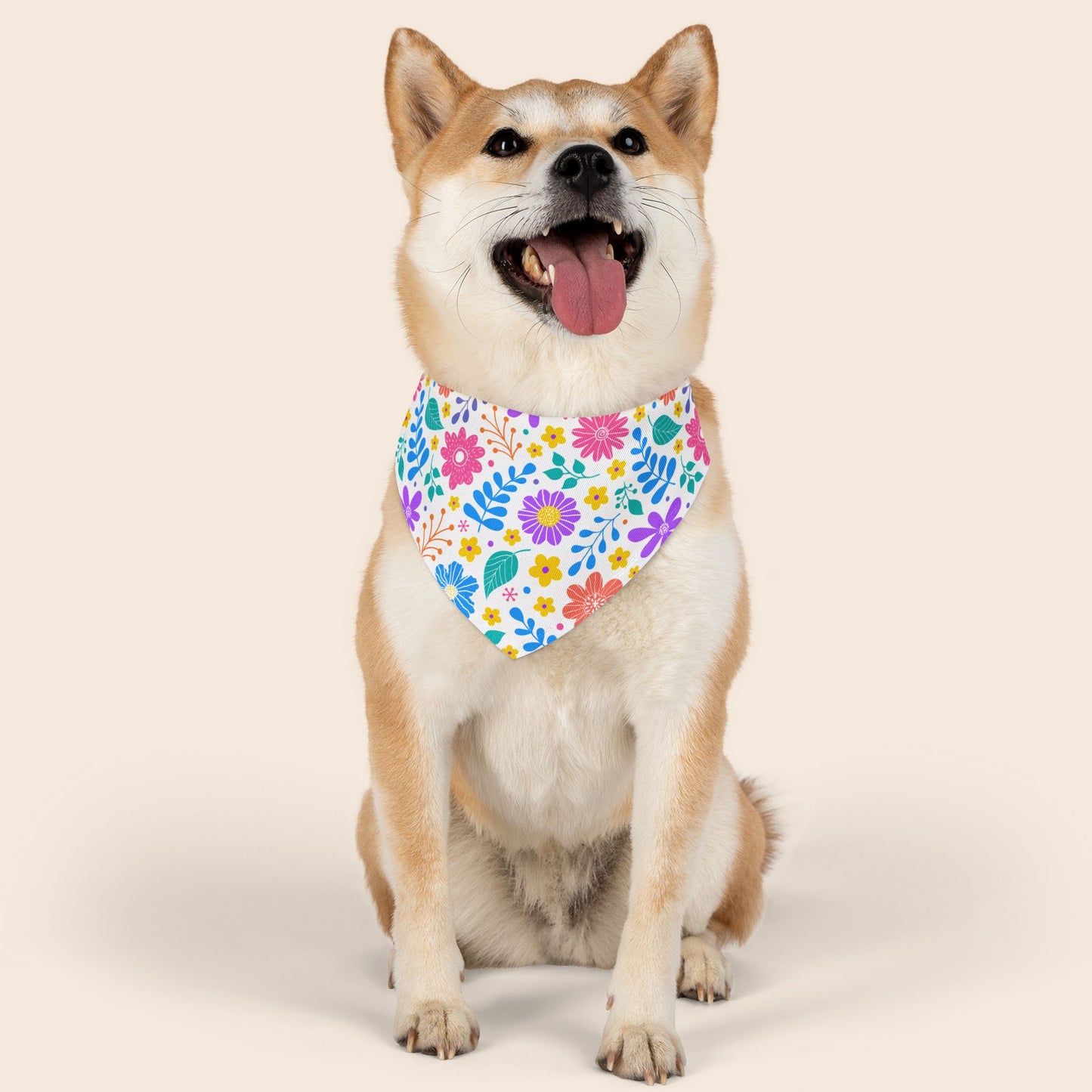 Cute Floral Over the Collar Dog Bandana
