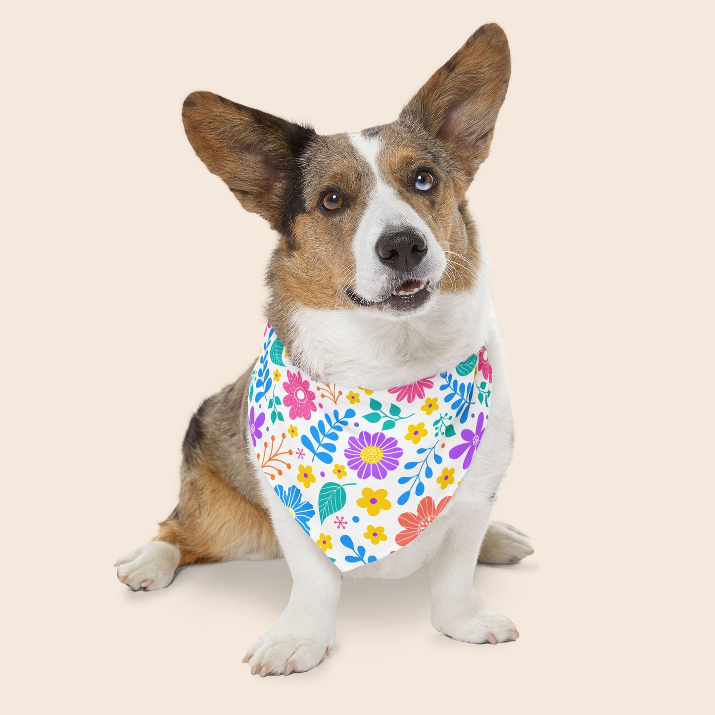 Cute Floral Over the Collar Dog Bandana