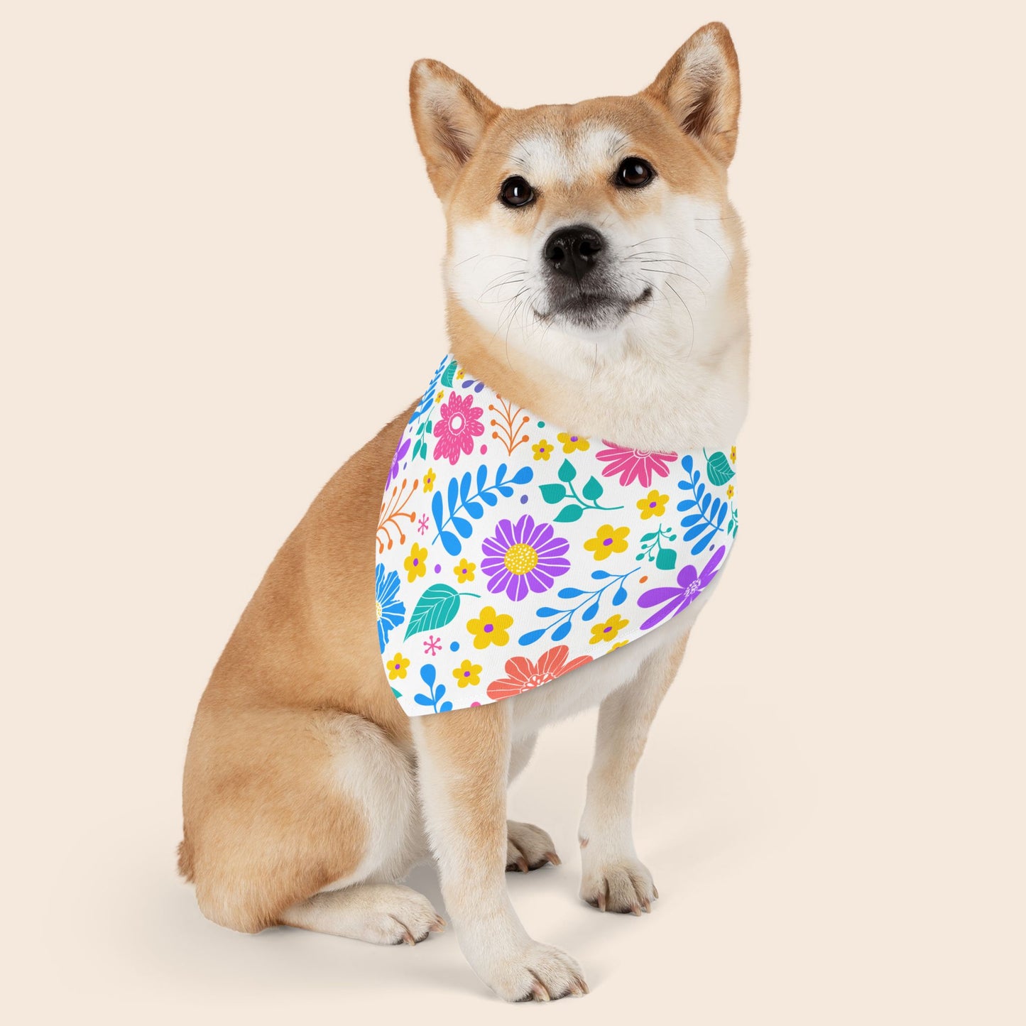 Cute Floral Over the Collar Dog Bandana