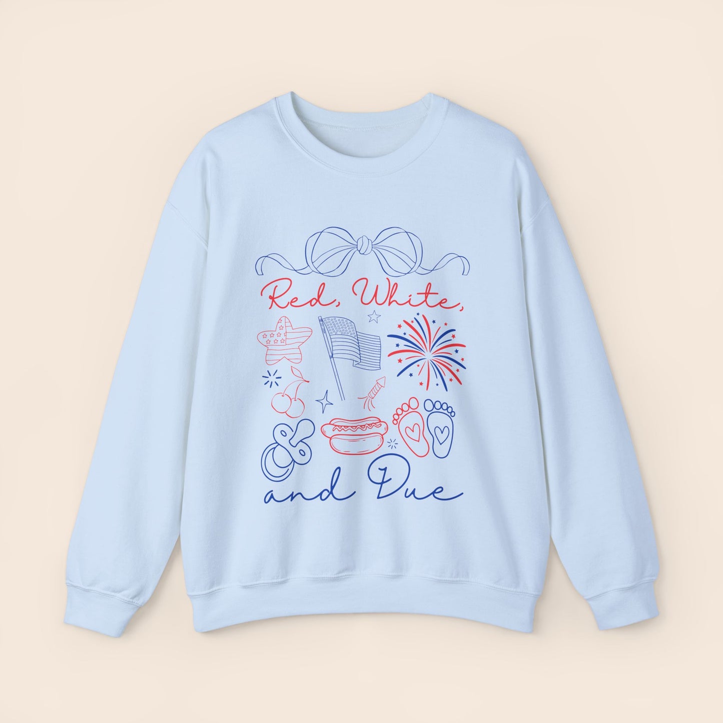 Red White and Due - Maternity Fourth of July Crewneck Sweatshirt