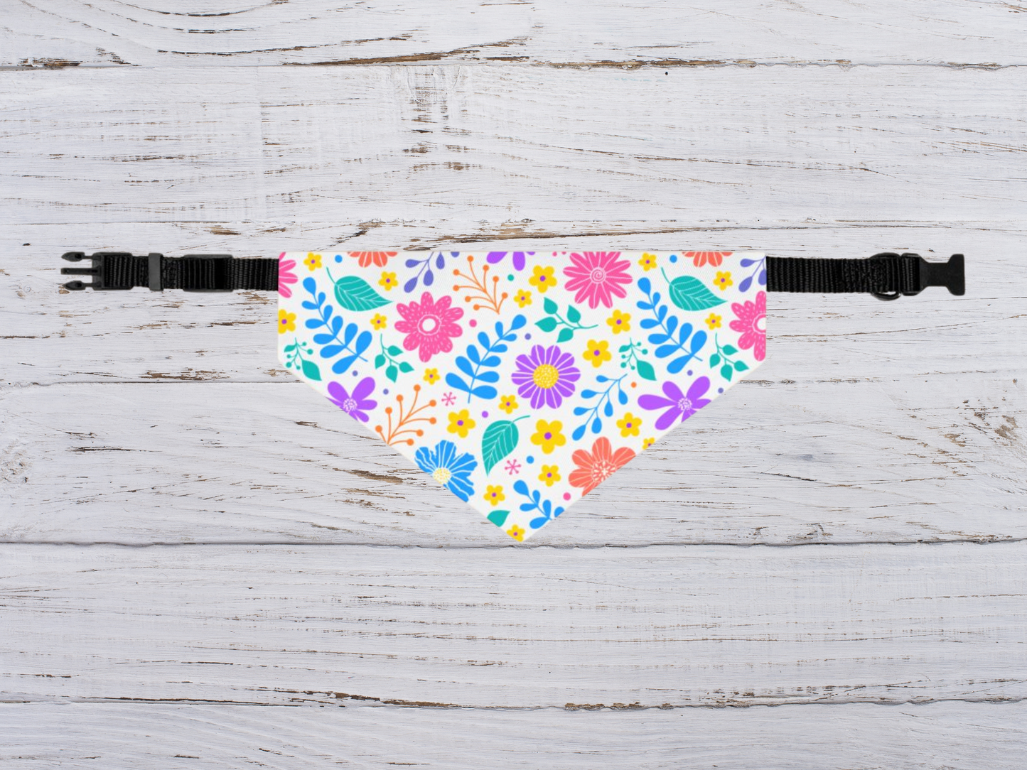 Cute Floral Over the Collar Dog Bandana