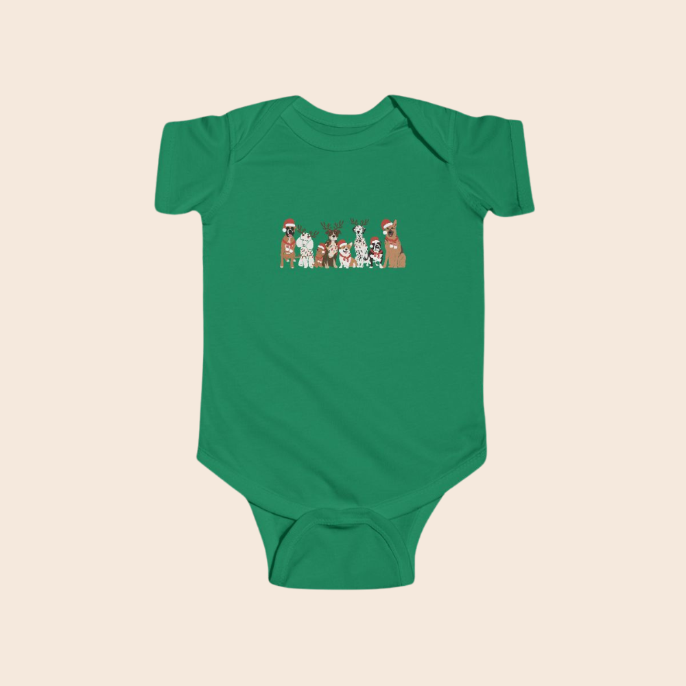 Christmas Dogs Baby Bodysuit
