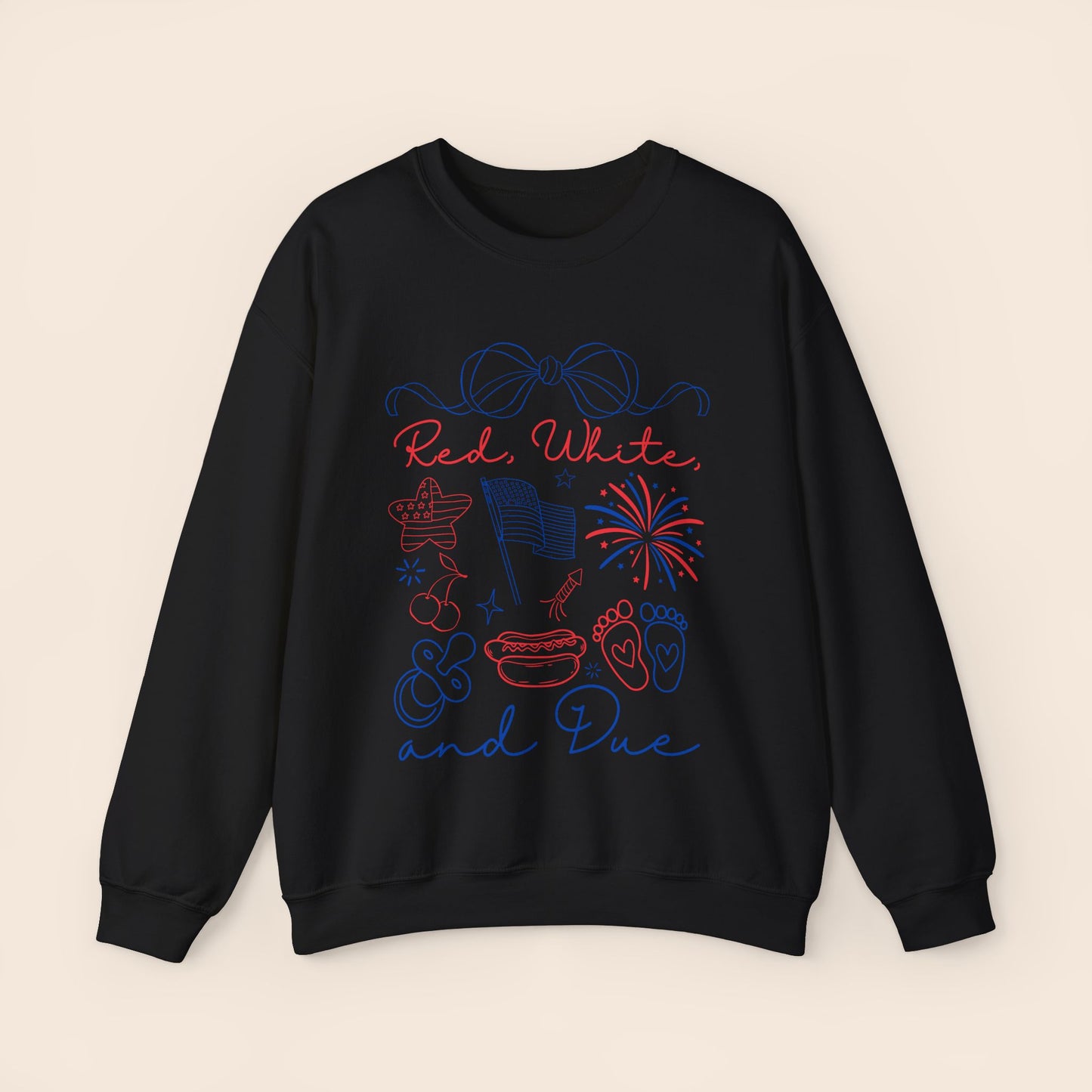 Red White and Due - Maternity Fourth of July Crewneck Sweatshirt