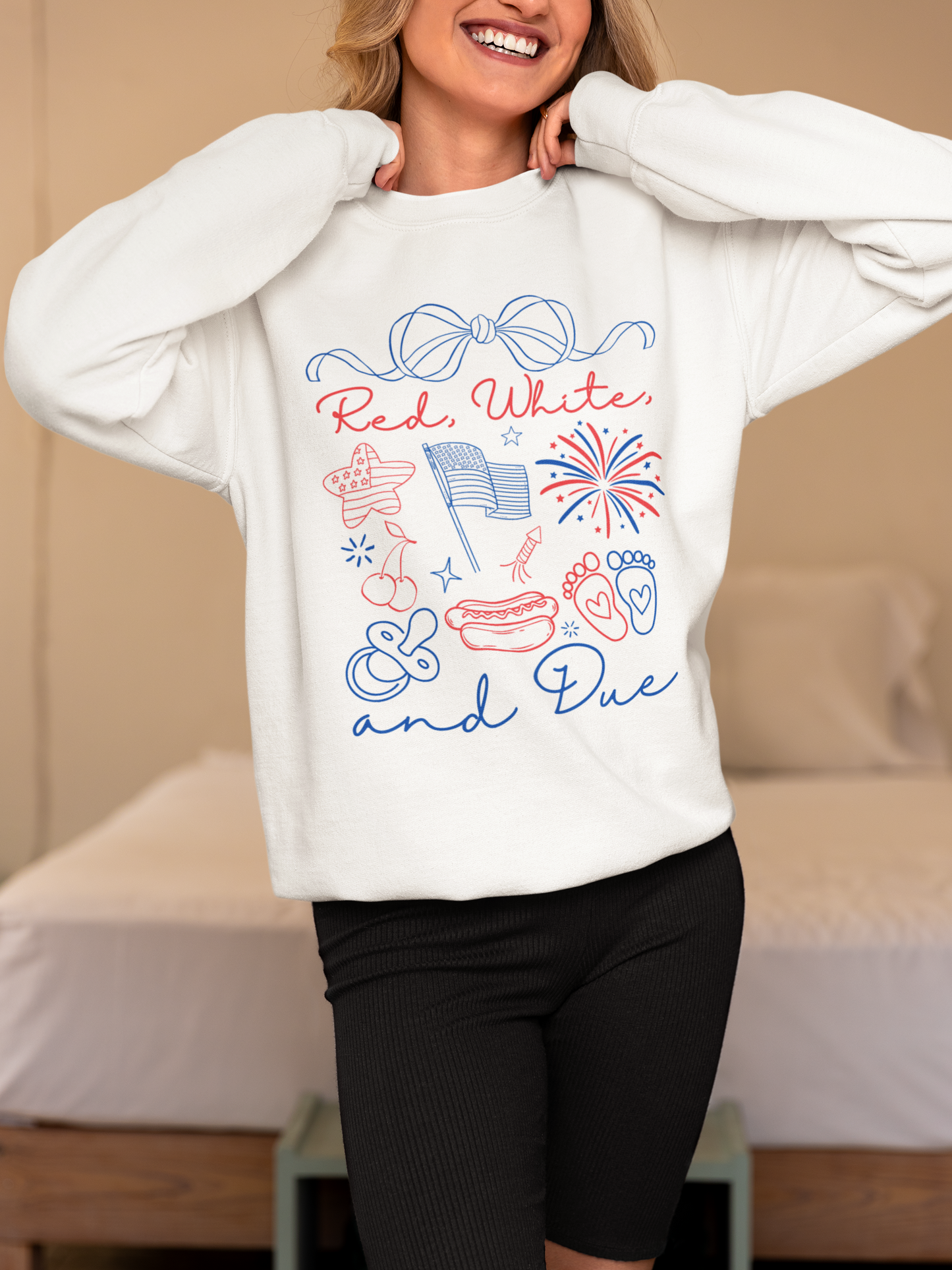 Red White and Due - Maternity Fourth of July Crewneck Sweatshirt