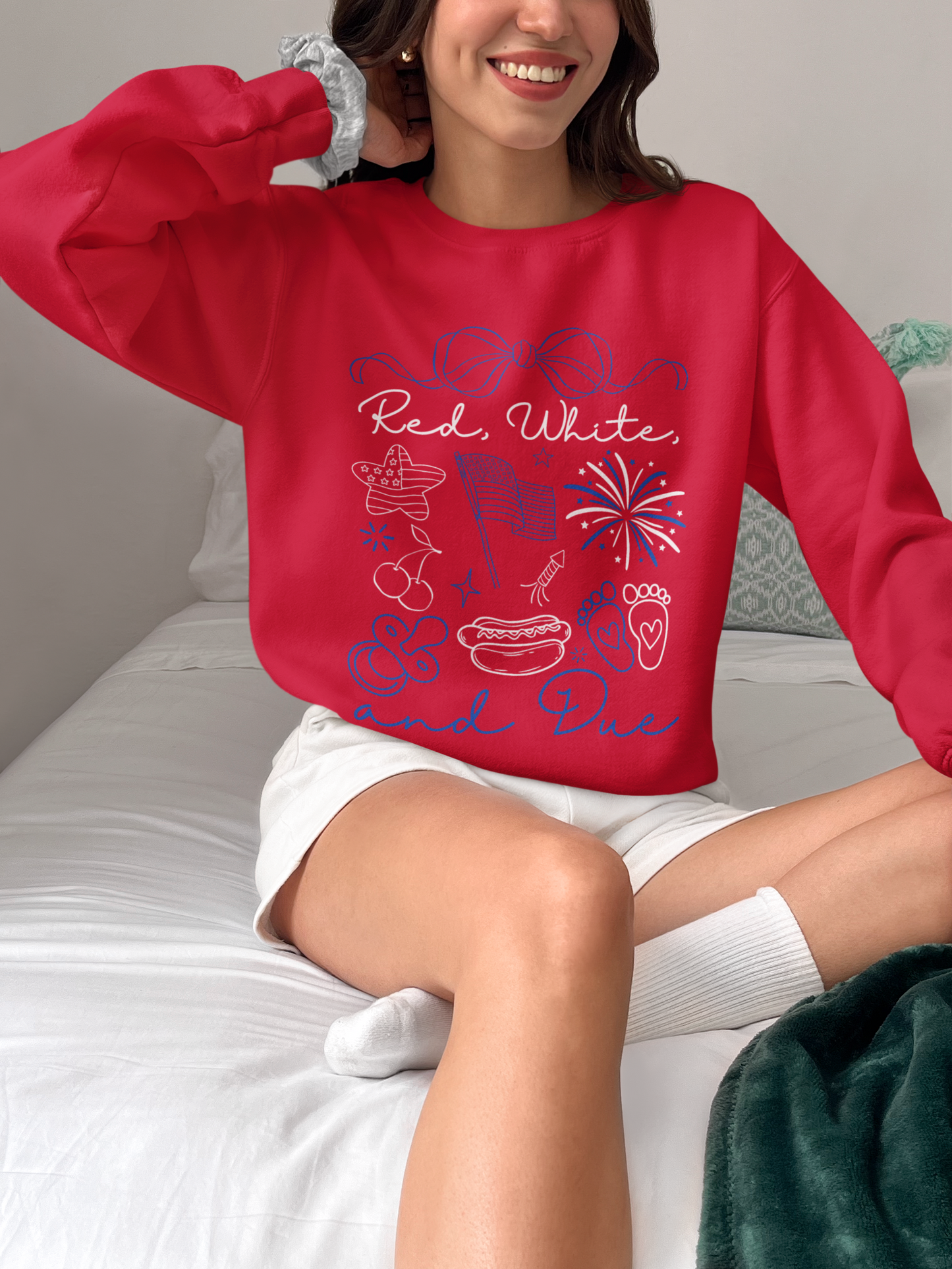 Red White and Due - Maternity Fourth of July Crewneck Sweatshirt