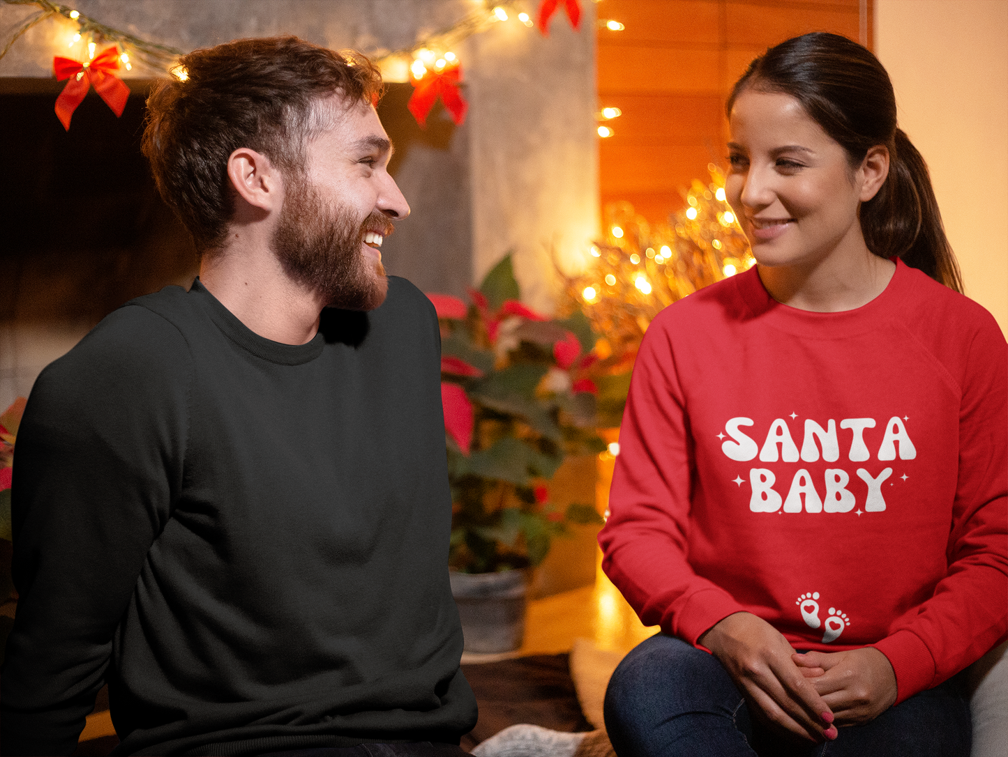 Santa Baby Christmas Pregnancy Crewneck Sweatshirt