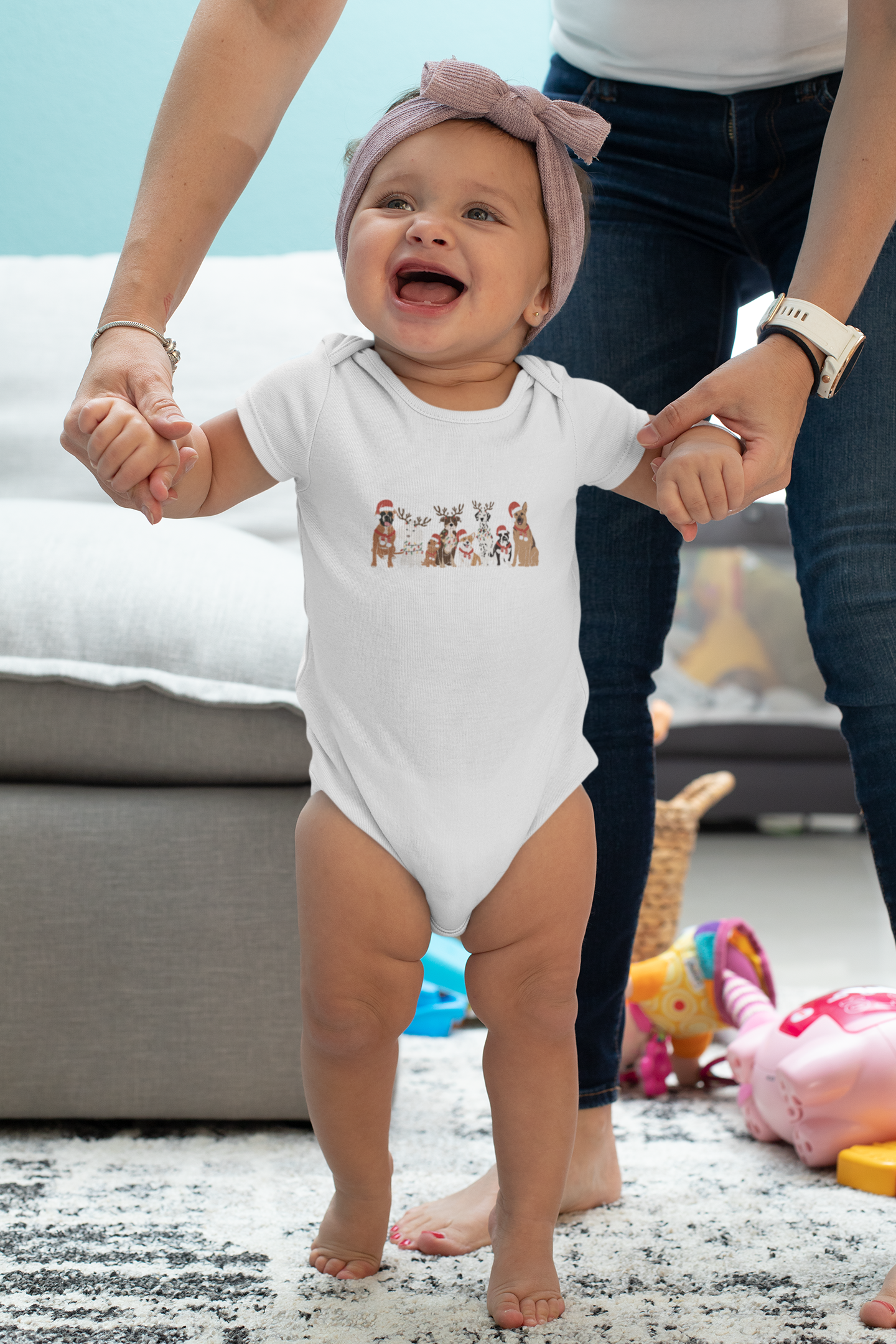 Christmas Dogs Baby Bodysuit