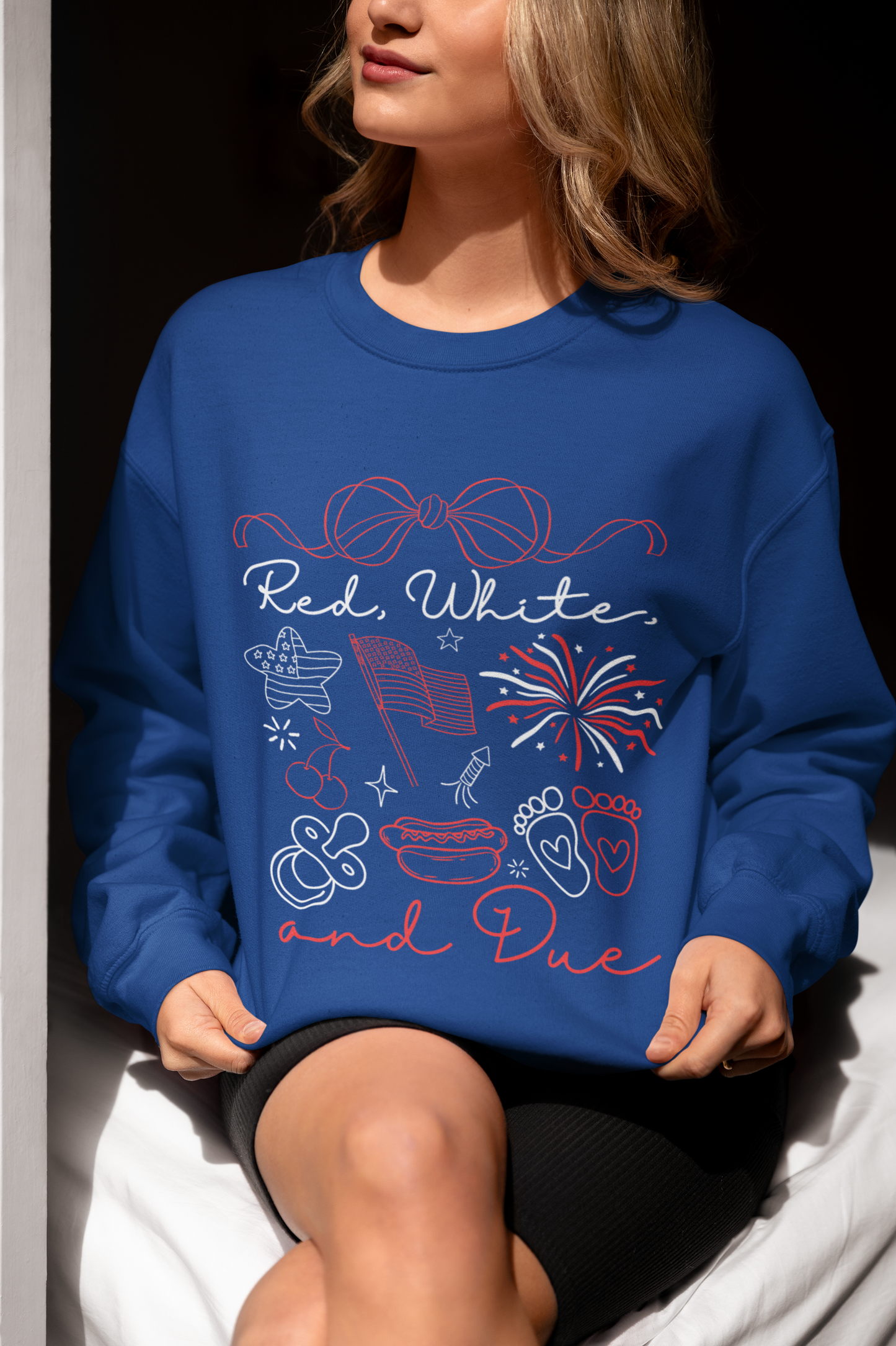 Red White and Due - Maternity Fourth of July Crewneck Sweatshirt