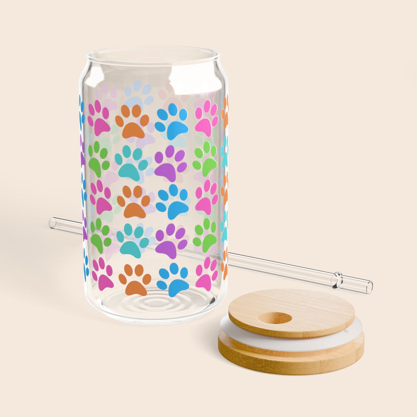 Paw Print 16oz Sipper Glass