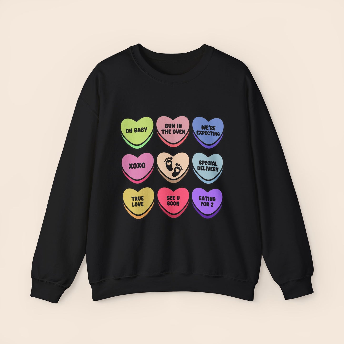 Valentine's Conversation Hearts Maternity Crewneck Sweatshirt