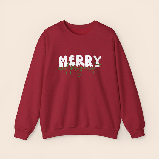 Merry and Pregnant Christmas Pregnancy Crewneck Sweatshirt