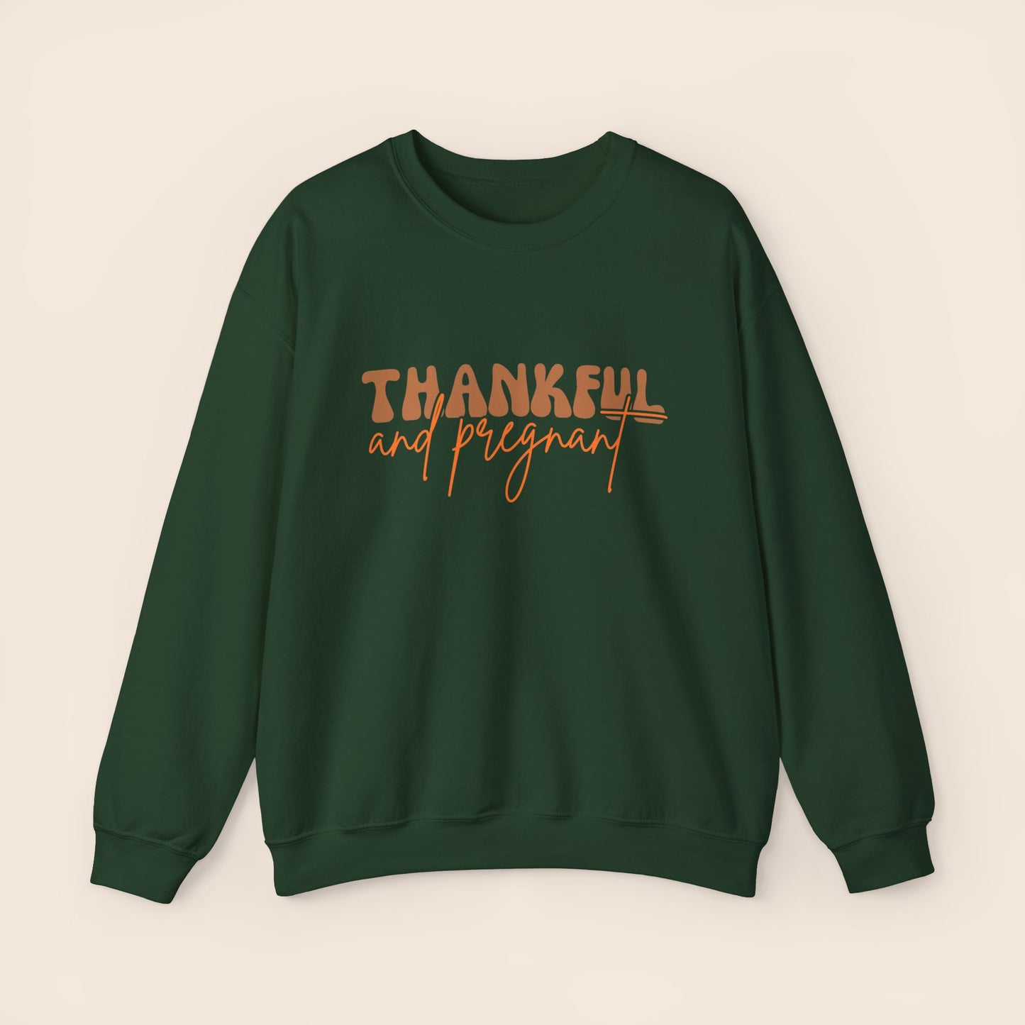 Thankful and Pregnant Thanksgiving Pregnancy Crewneck Sweatshirt