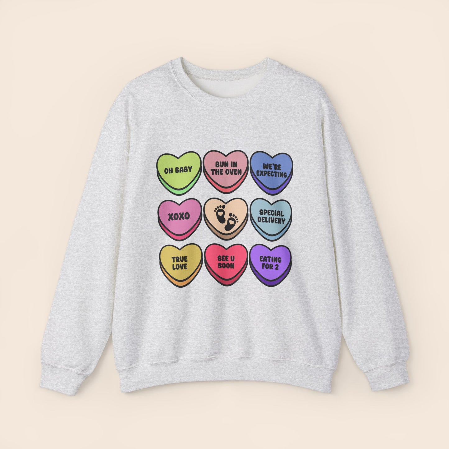 Valentine's Conversation Hearts Maternity Crewneck Sweatshirt