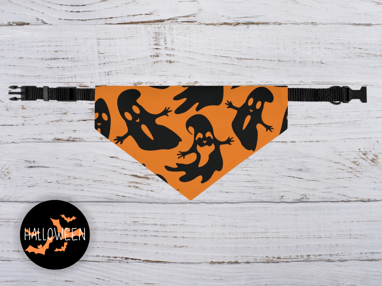 Ghost Over the Collar Halloween Dog Bandana