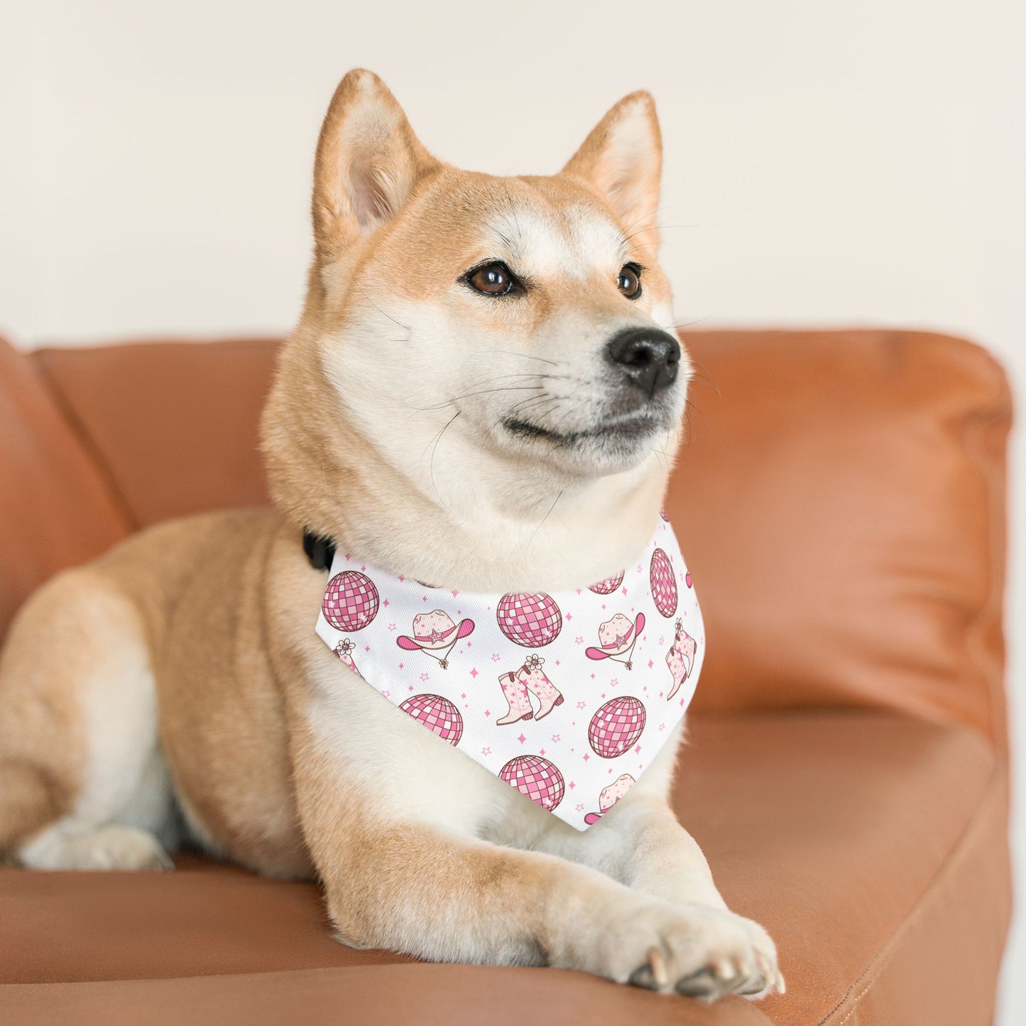 Pink Groovy Cowboy Boots and Hats Over the Collar Dog Bandana