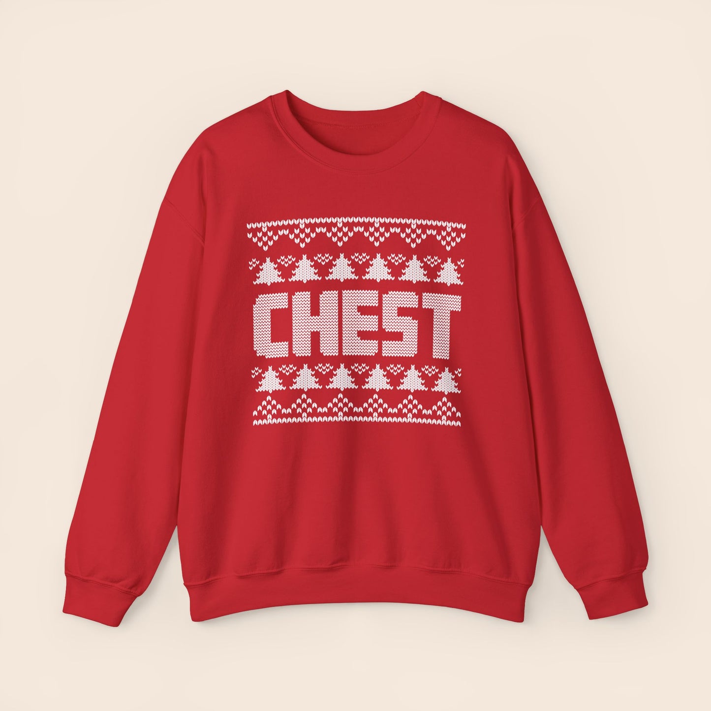 Inappropriate Couple's Ugly Christmas Sweater - Chest / Nuts Crewneck Sweatshirt