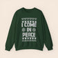 Inappropriate Couple's Ugly Christmas Sweater - I Come in Peace / Peace Crewneck Sweatshirt