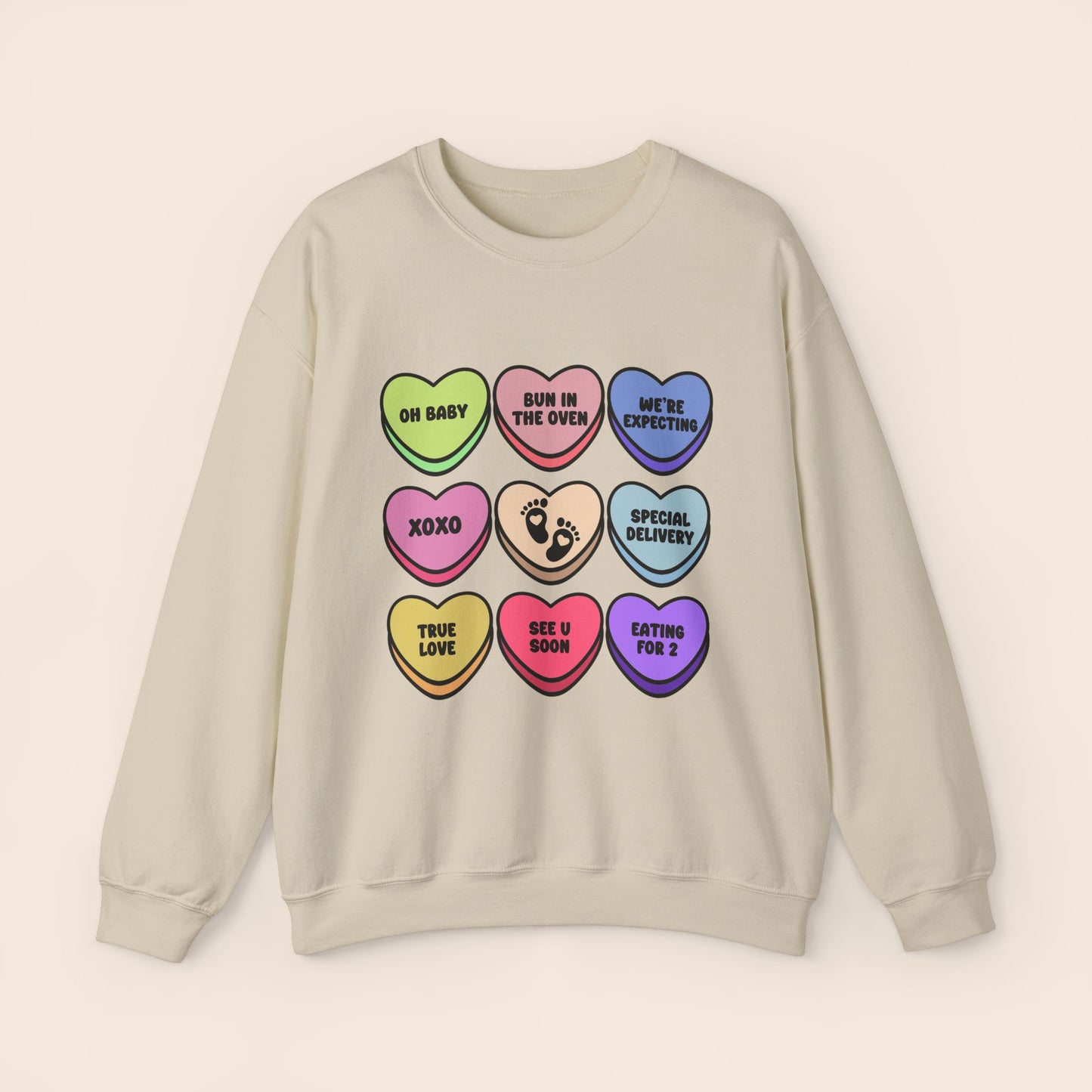 Valentine's Conversation Hearts Maternity Crewneck Sweatshirt