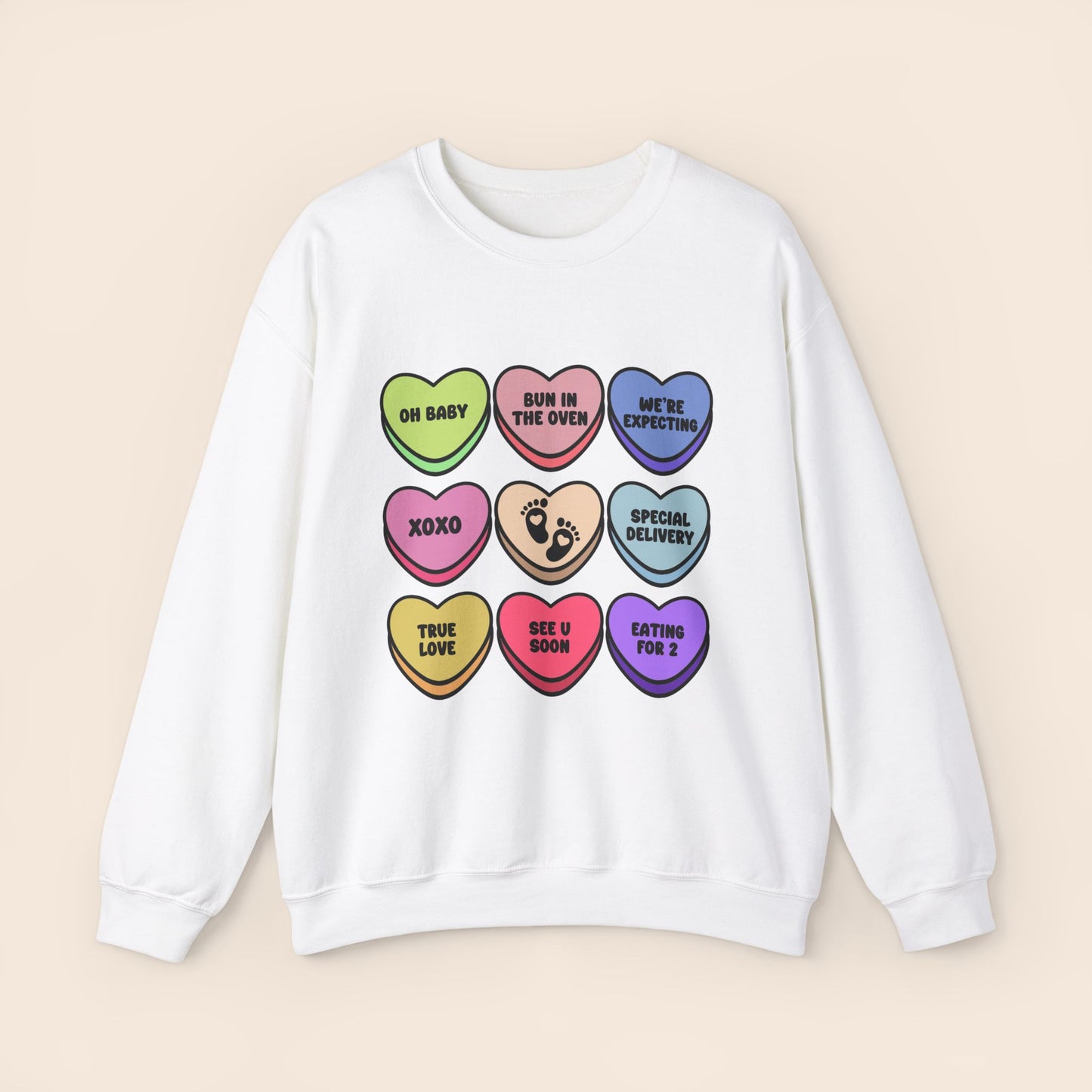 Valentine's Conversation Hearts Maternity Crewneck Sweatshirt