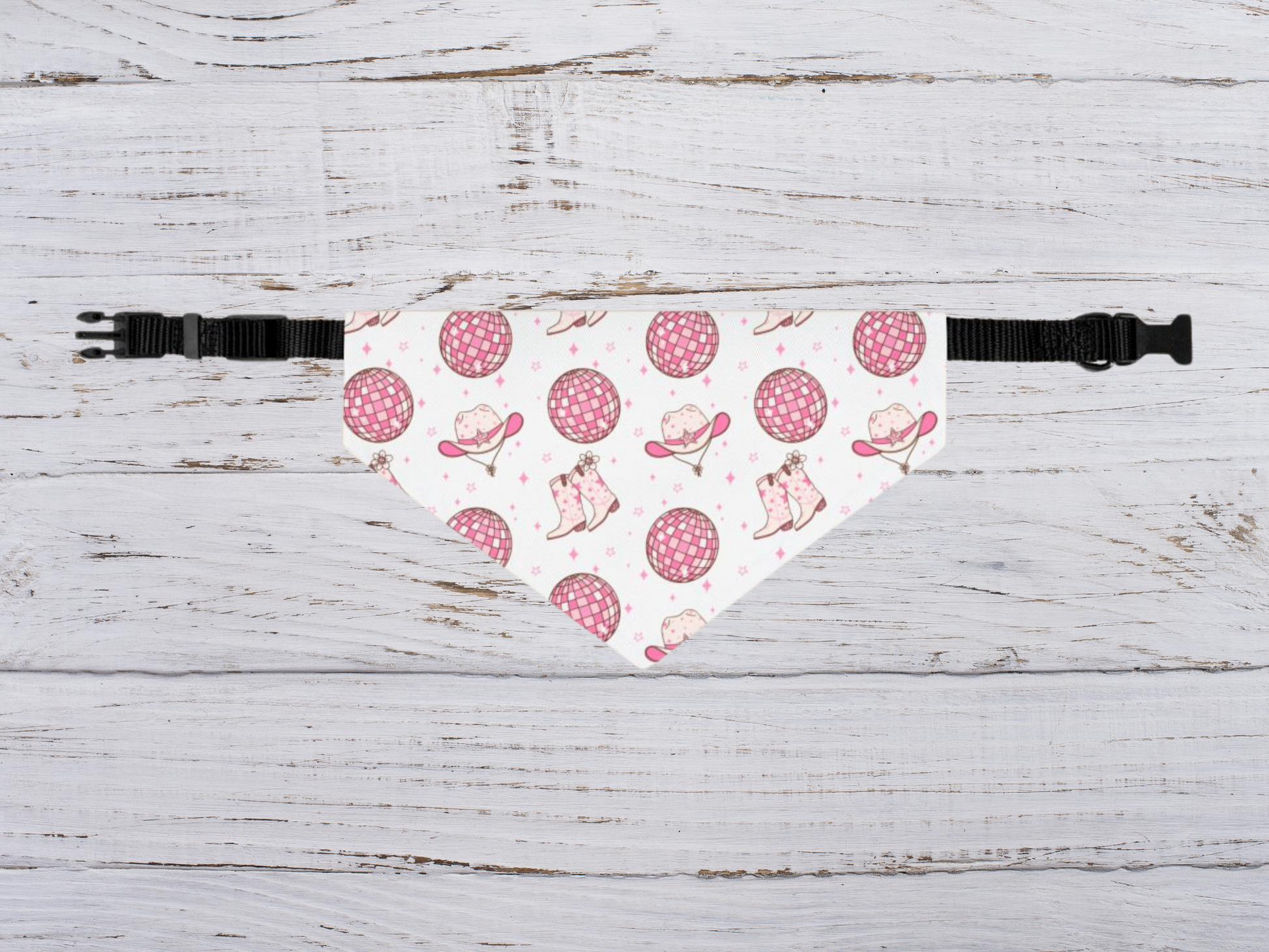 Pink Groovy Cowboy Boots and Hats Over the Collar Dog Bandana