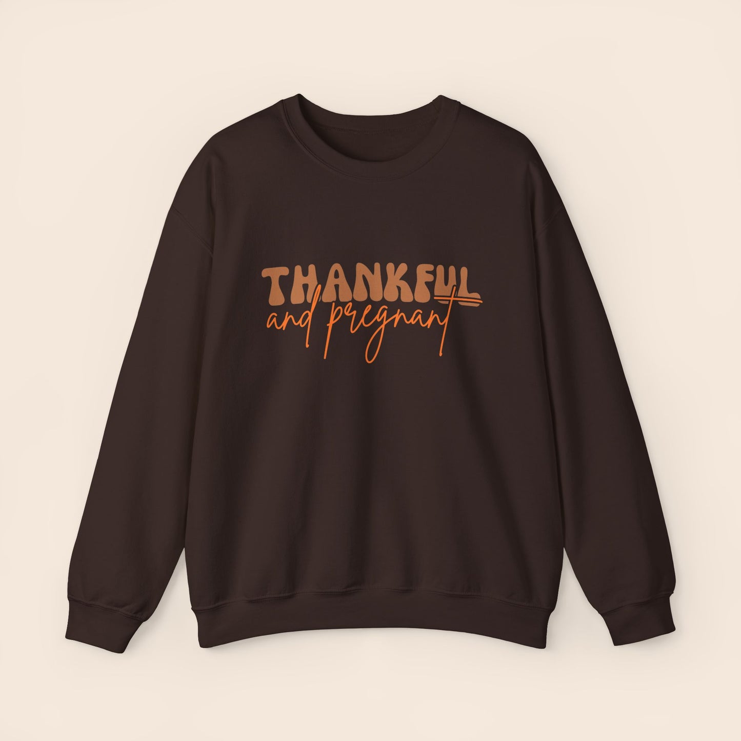 Thankful and Pregnant Thanksgiving Pregnancy Crewneck Sweatshirt