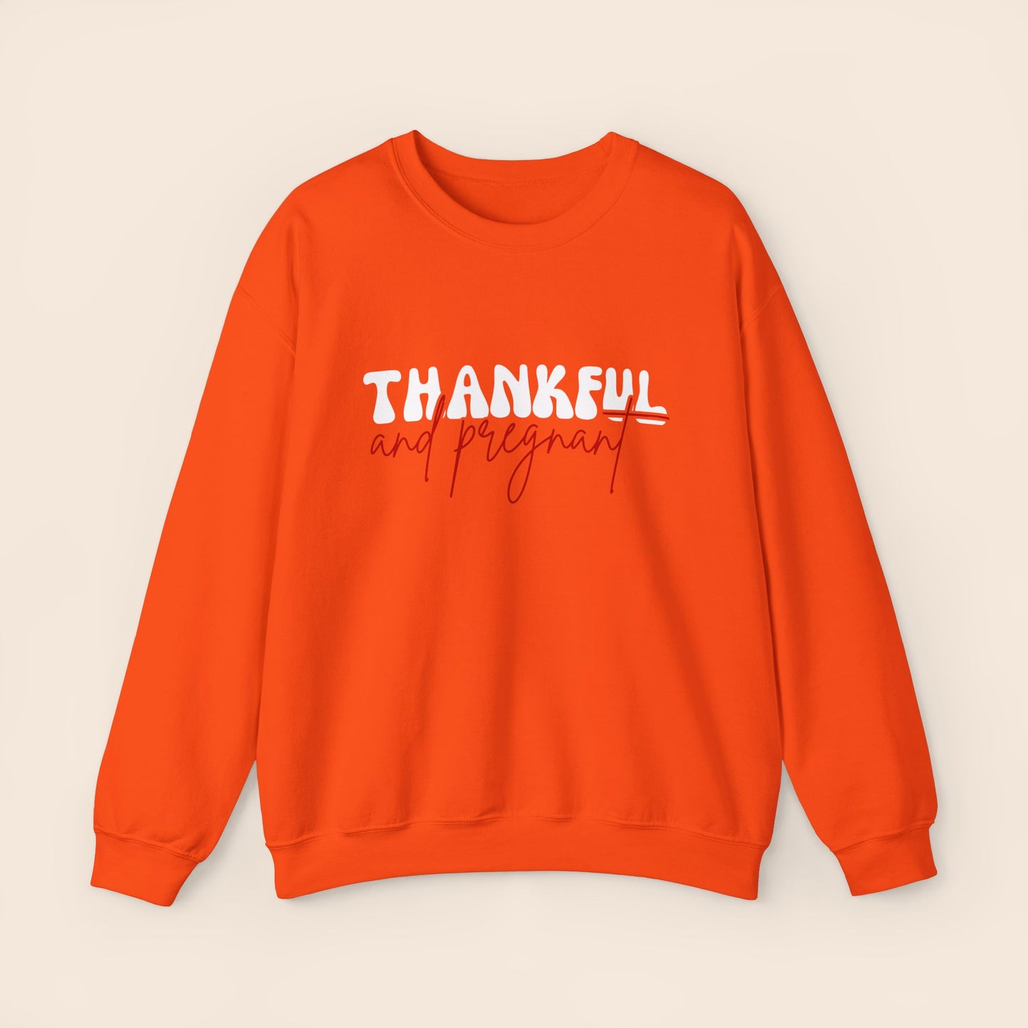 Thankful and Pregnant Thanksgiving Pregnancy Crewneck Sweatshirt