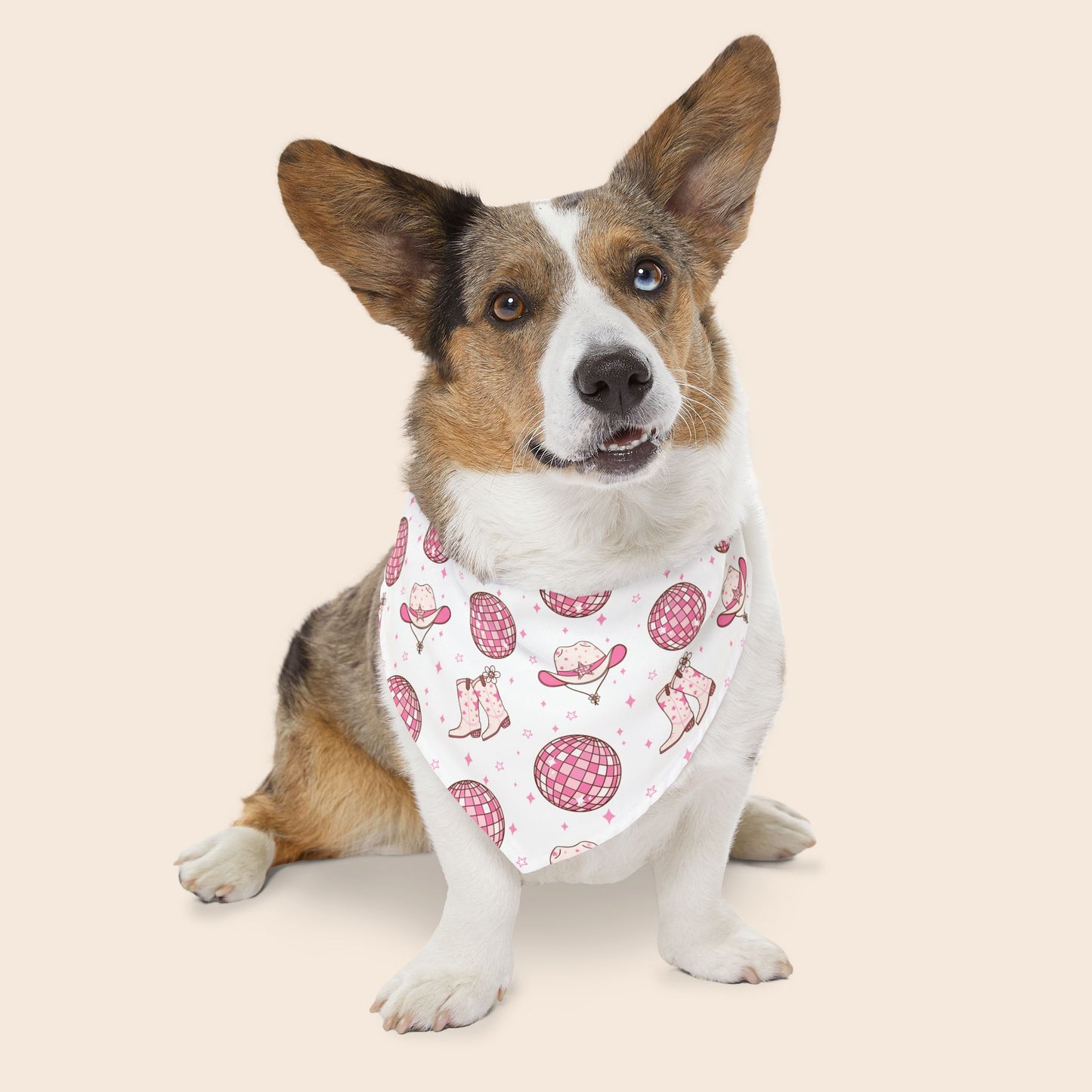 Pink Groovy Cowboy Boots and Hats Over the Collar Dog Bandana