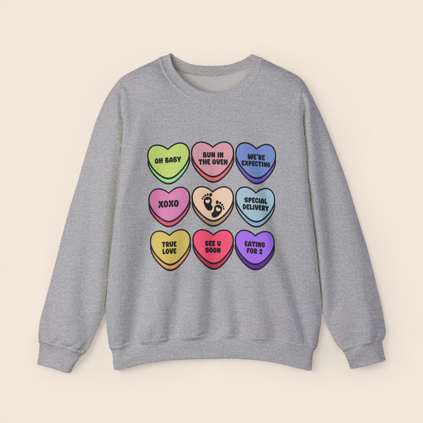 Valentine's Conversation Hearts Maternity Crewneck Sweatshirt