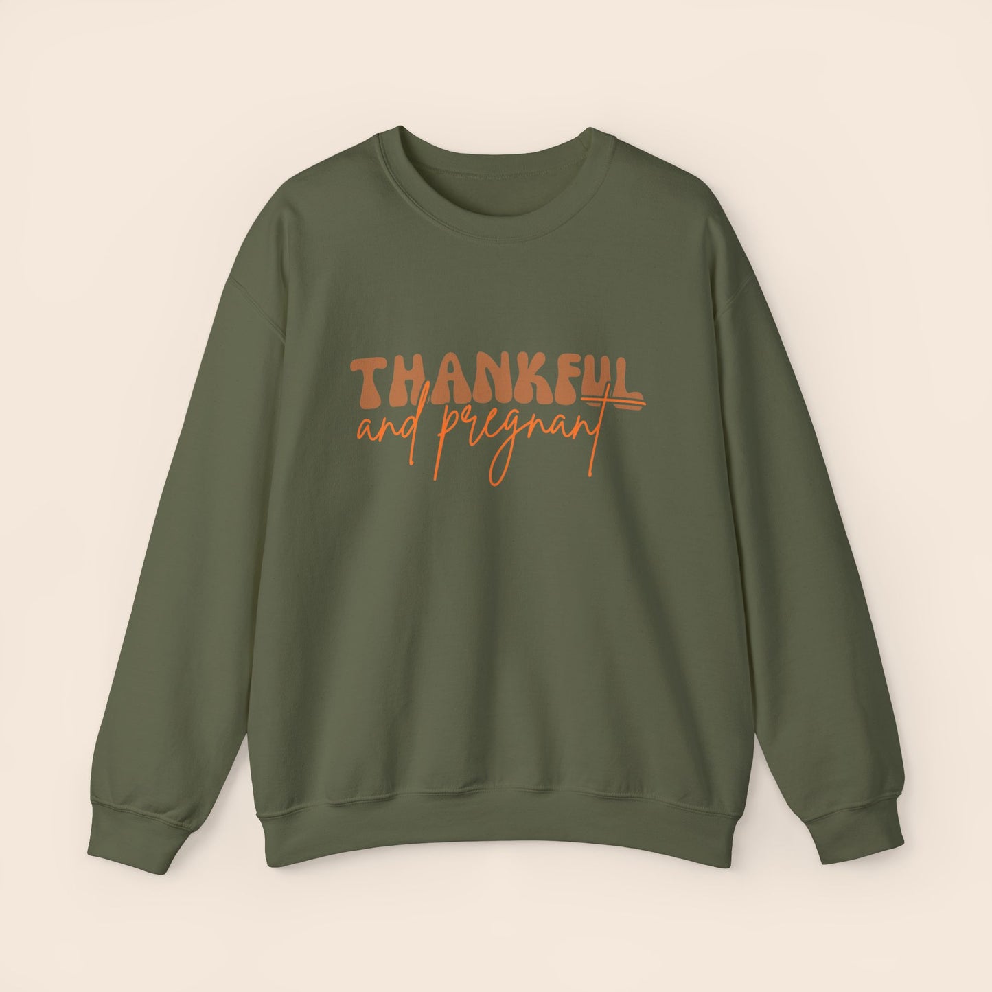 Thankful and Pregnant Thanksgiving Pregnancy Crewneck Sweatshirt