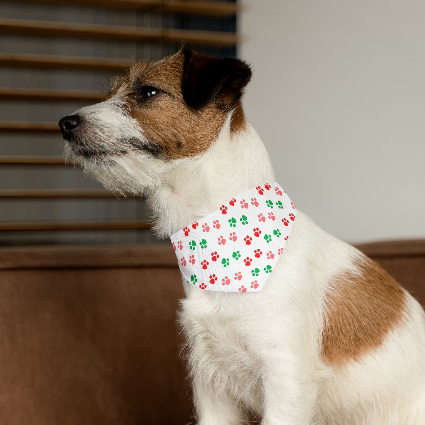 Christmas Paw Print Over the Collar Dog Bandana