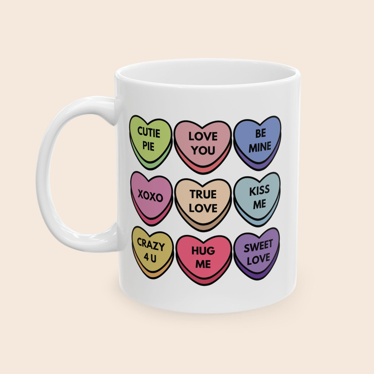 Candy Hearts Valentine's Day 11oz Ceramic Coffee Mug