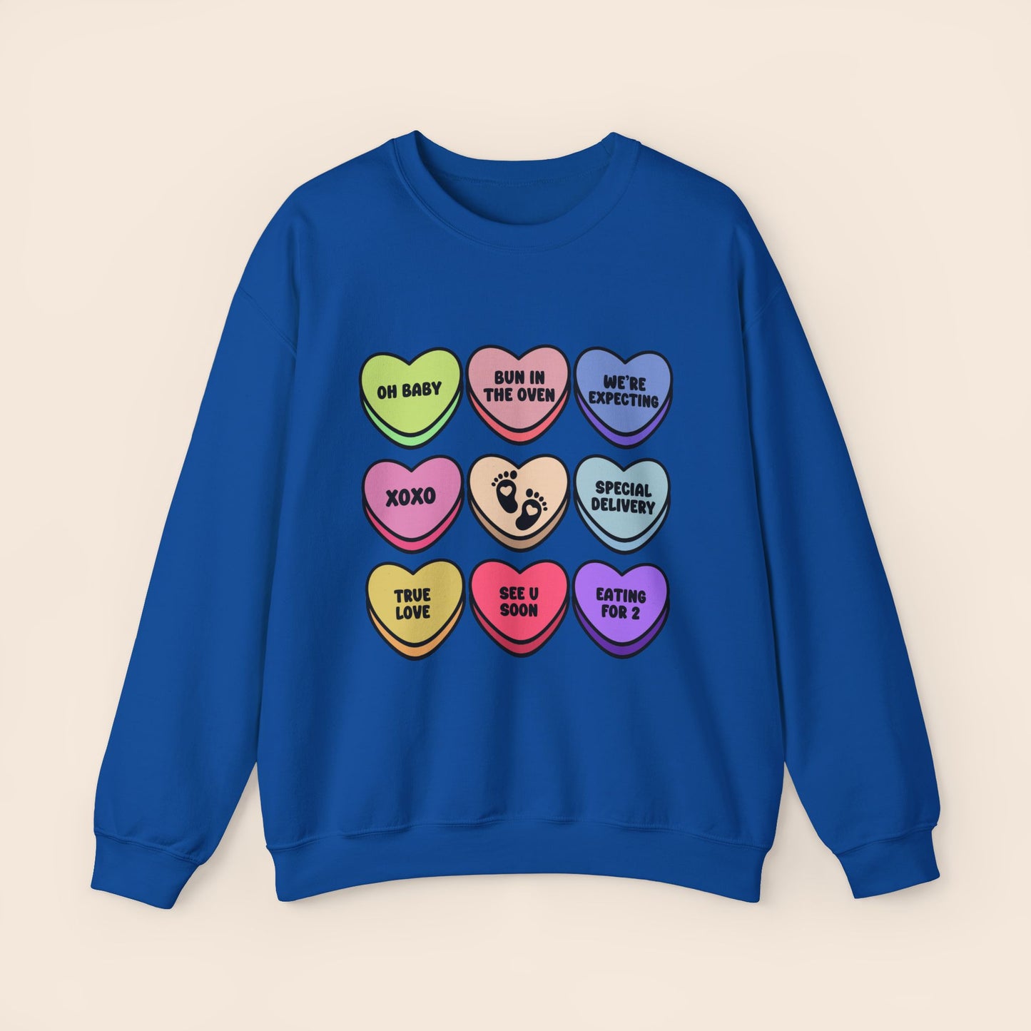 Valentine's Conversation Hearts Maternity Crewneck Sweatshirt