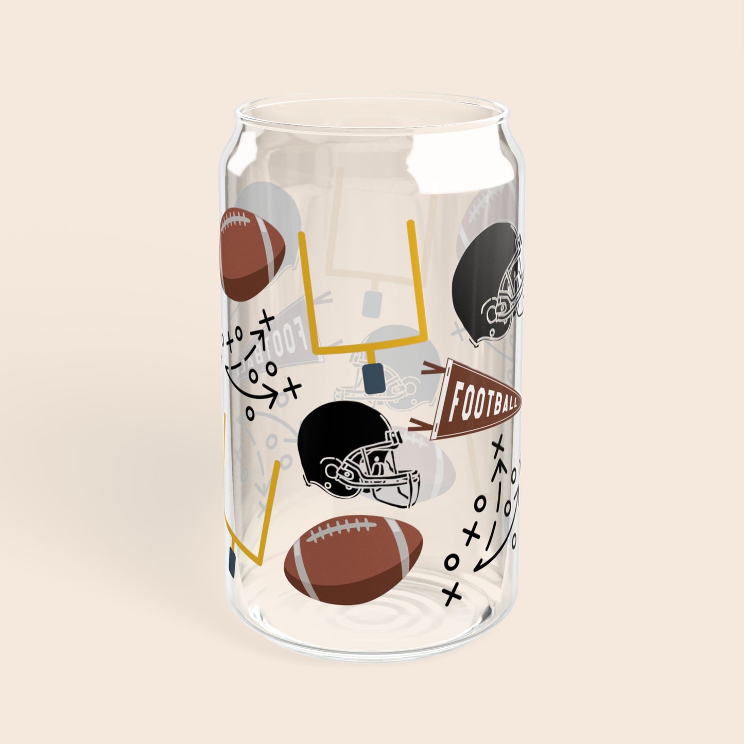 Football 16oz Sipper Glass