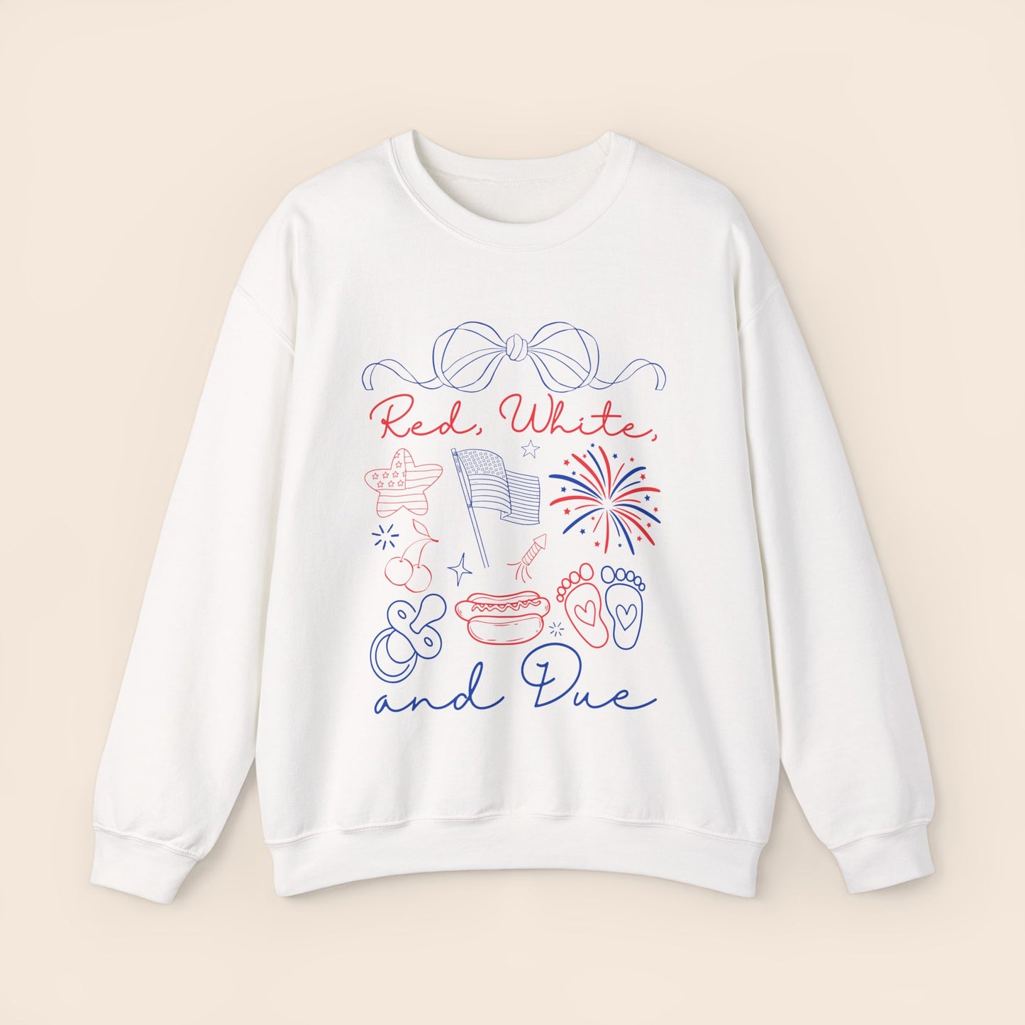 Red White and Due - Maternity Fourth of July Crewneck Sweatshirt