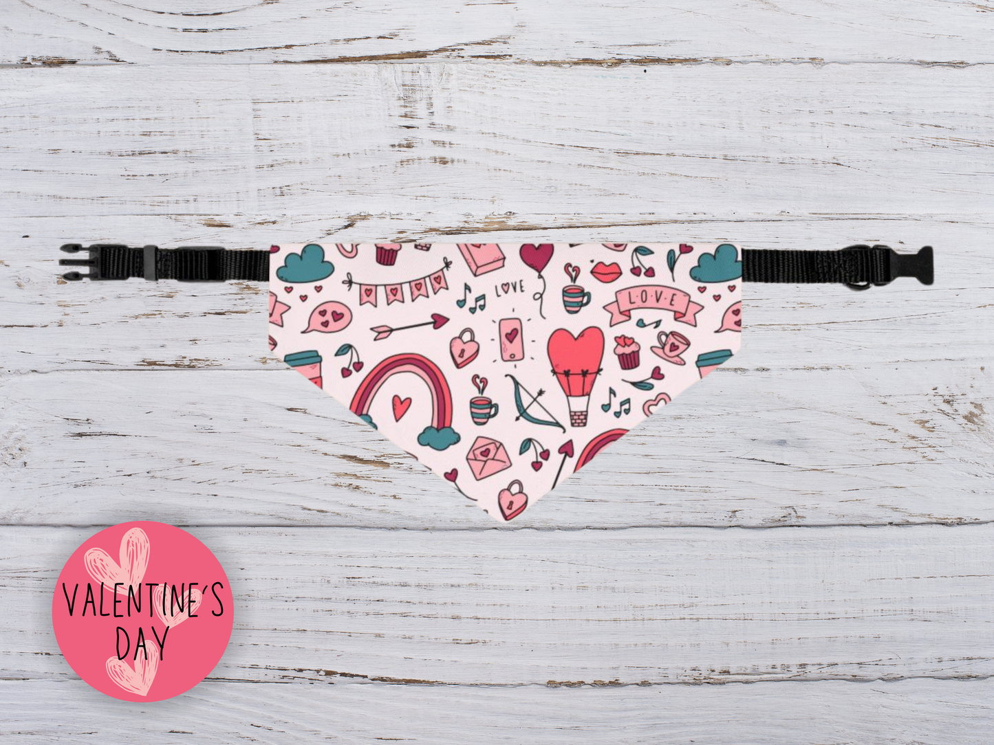 Valentine's Day Over the Collar Dog Bandana