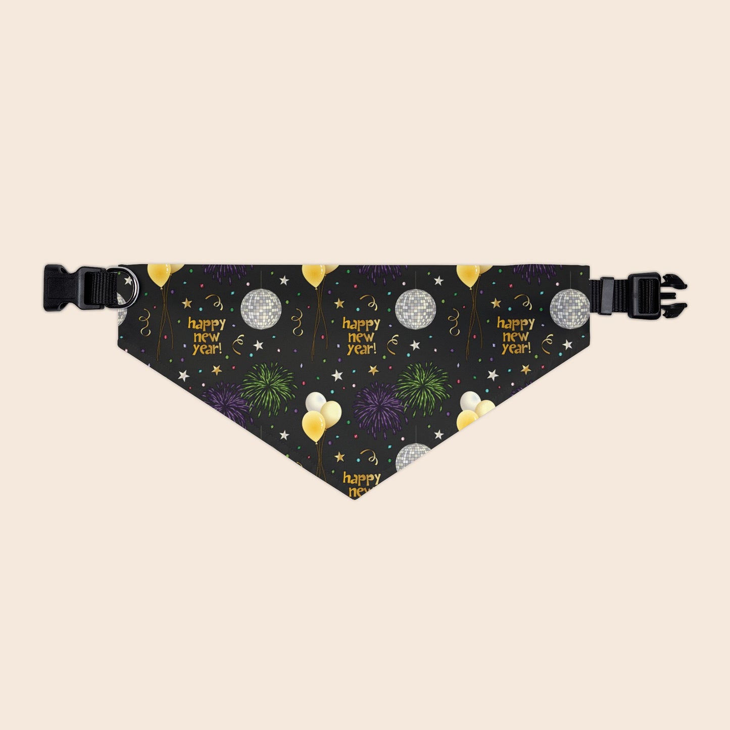 Happy New Year Over The Collar Dog Bandana