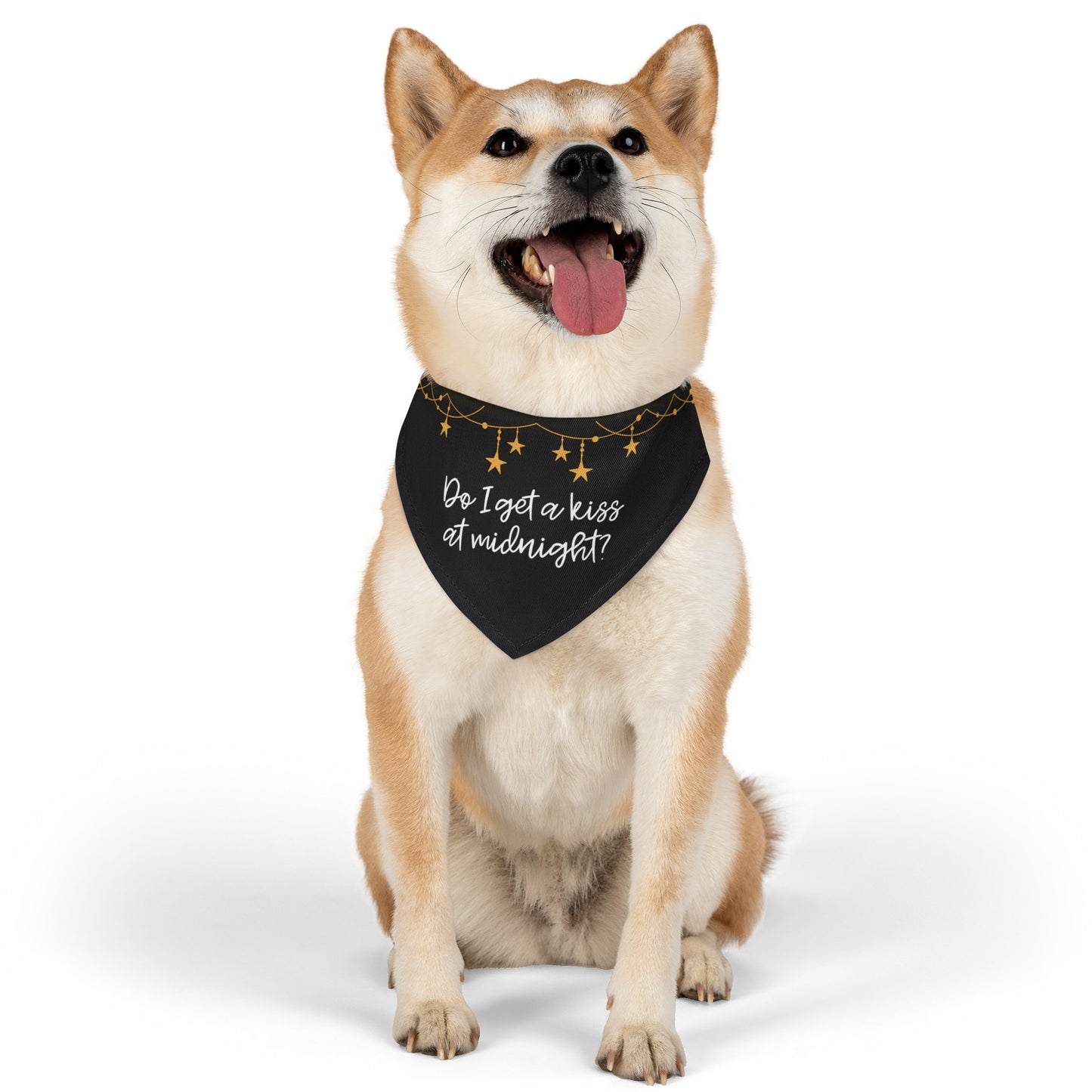 Do I Get a Kiss at Midnight Over the Collar New Years Dog Bandana