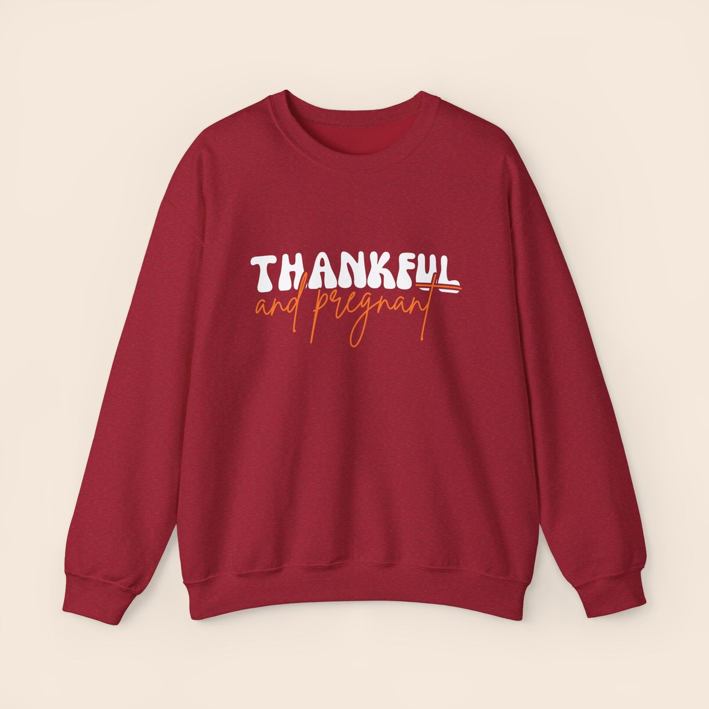 Thankful and Pregnant Thanksgiving Pregnancy Crewneck Sweatshirt