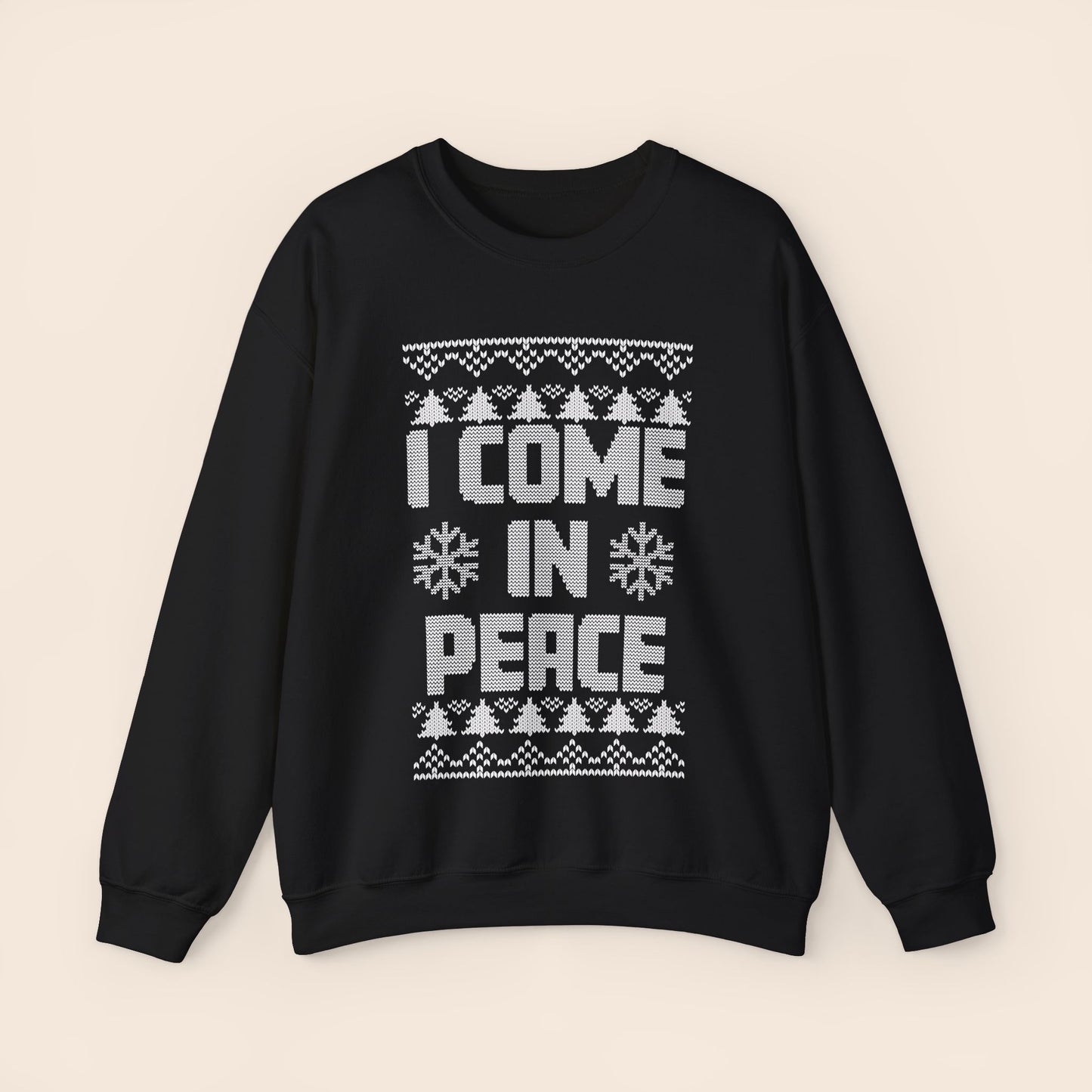 Inappropriate Couple's Ugly Christmas Sweater - I Come in Peace / Peace Crewneck Sweatshirt