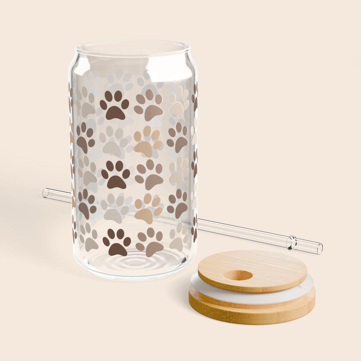 Paw Print 16oz Sipper Glass