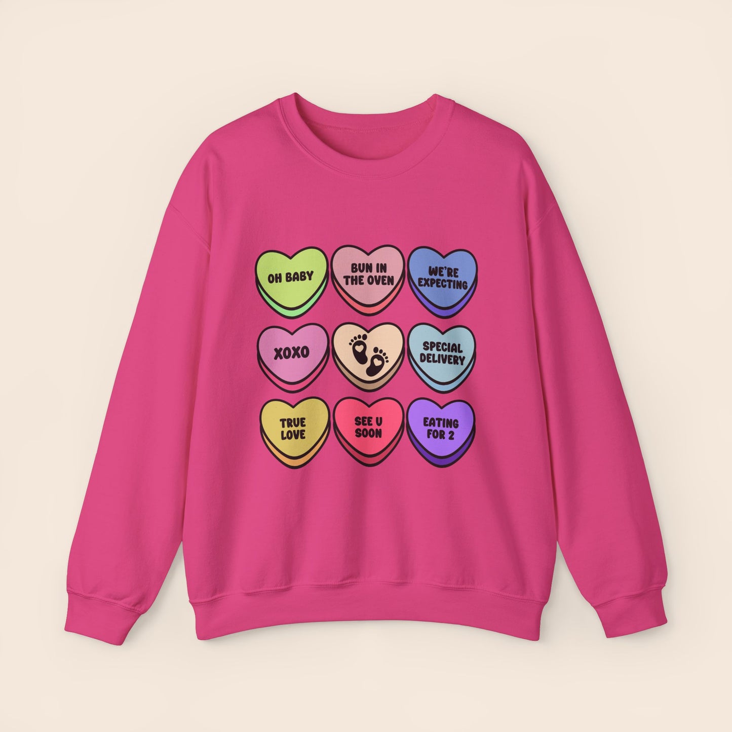 Valentine's Conversation Hearts Maternity Crewneck Sweatshirt