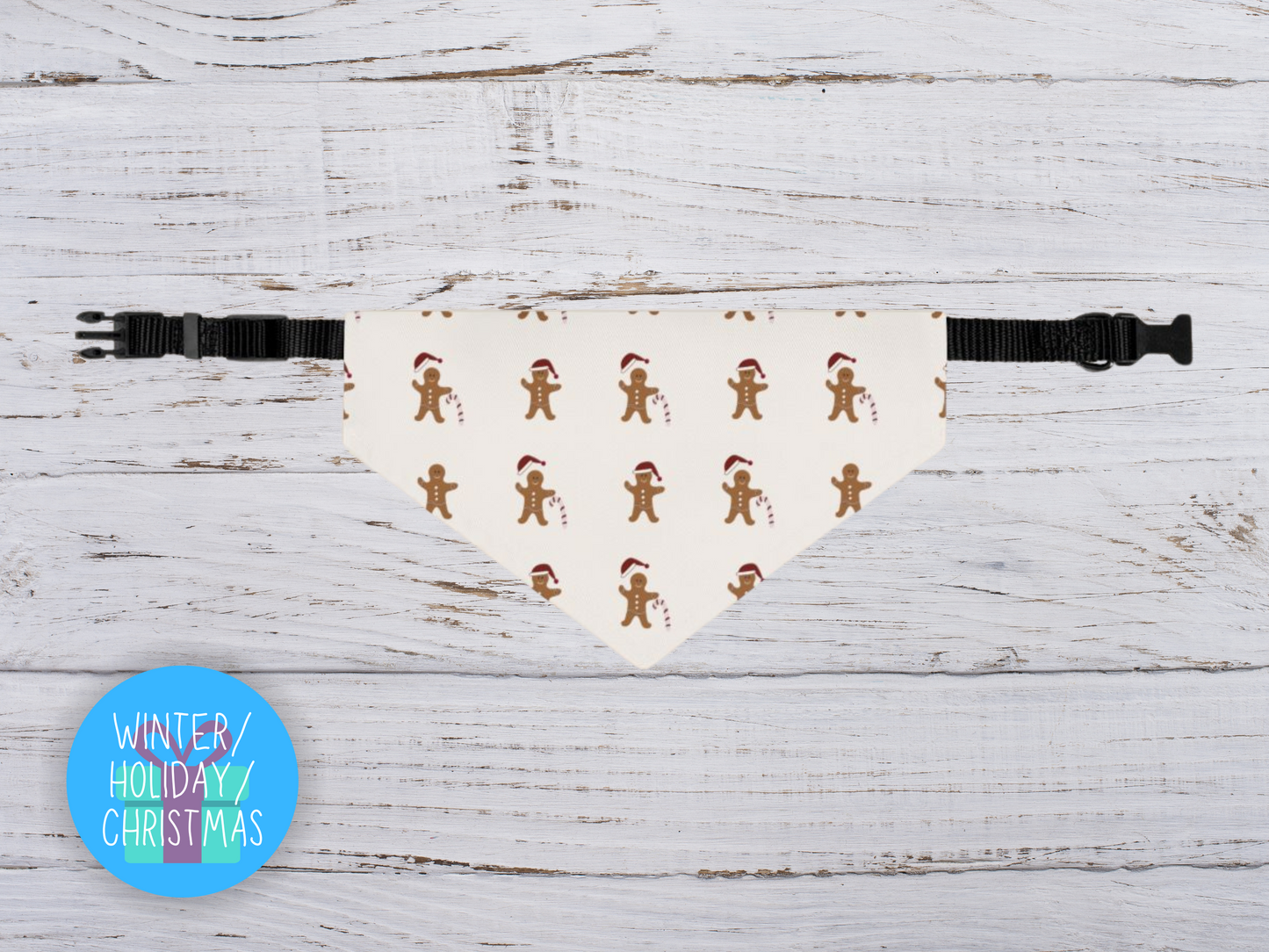 Gingerbread Men Over The Collar Christmas Dog Bandana