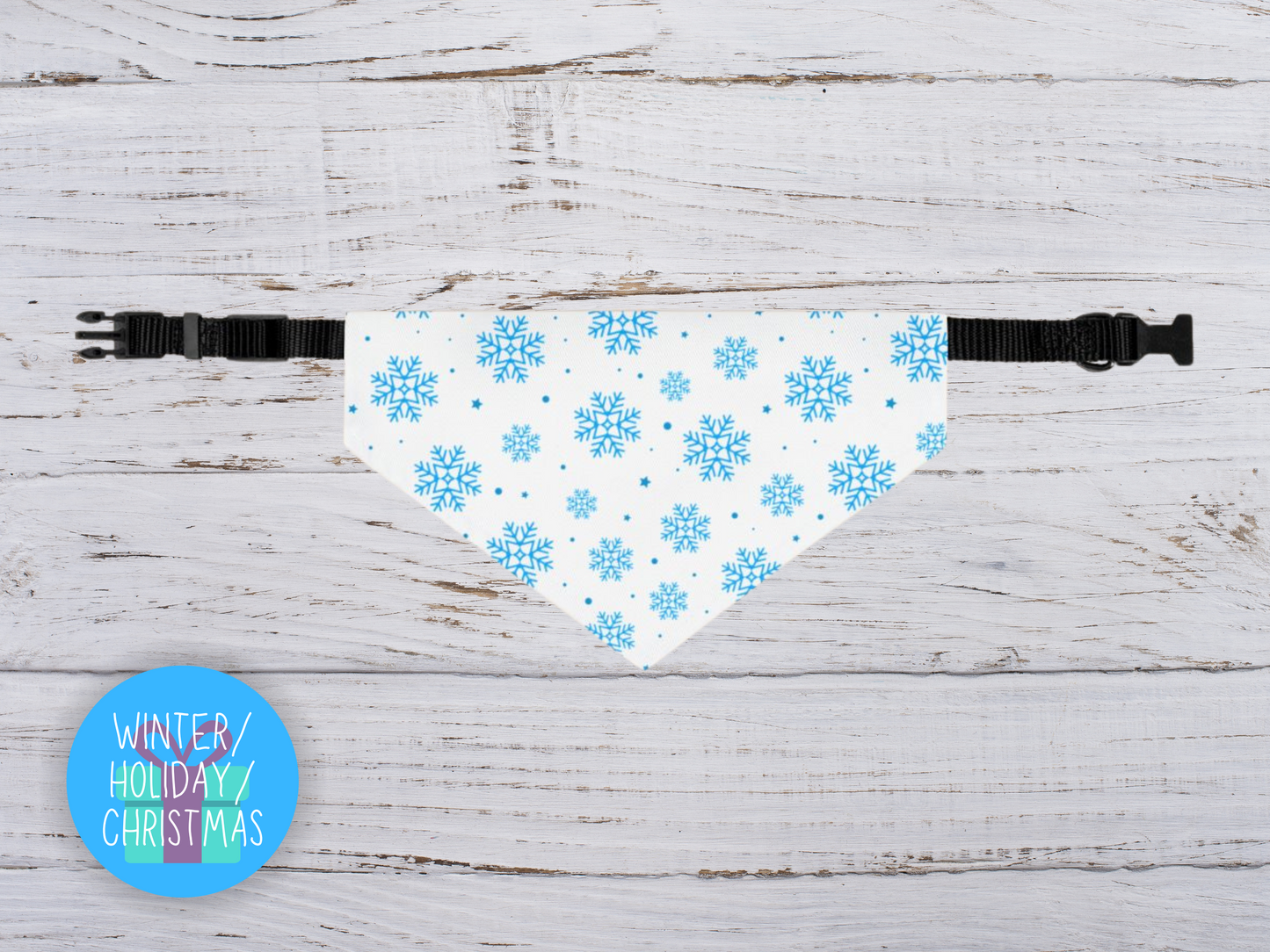 Snowflakes Over The Collar Christmas/Winter Dog Bandana