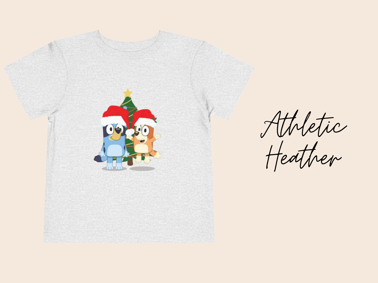 Bluey and Bingo Christmas Toddler T-Shirt | Bluey TV Show | Bluey Heeler, Winter, Christmas, Xmas, Trendy, Soft, Cute Kid's T-Shirt