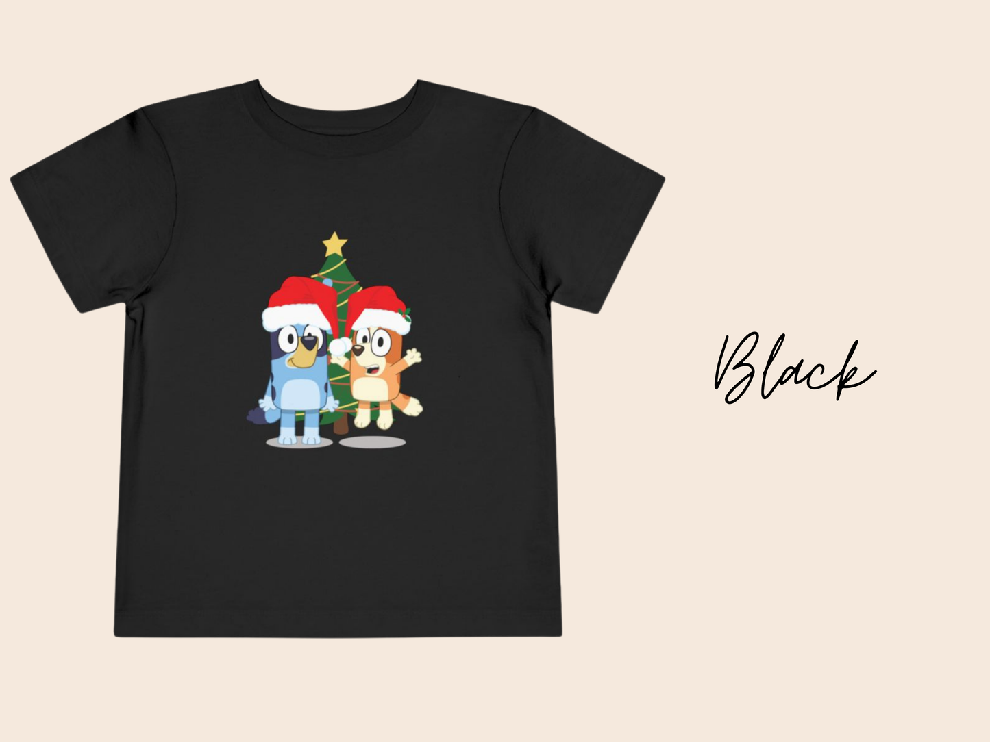 Bluey and Bingo Christmas Toddler T-Shirt | Bluey TV Show | Bluey Heeler, Winter, Christmas, Xmas, Trendy, Soft, Cute Kid's T-Shirt