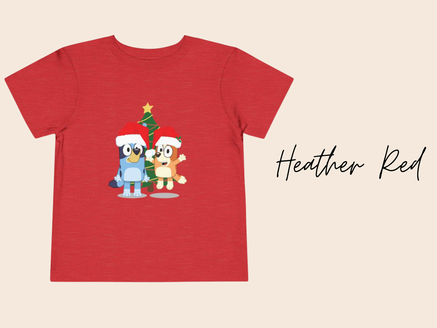 Bluey and Bingo Christmas Toddler T-Shirt | Bluey TV Show | Bluey Heeler, Winter, Christmas, Xmas, Trendy, Soft, Cute Kid's T-Shirt