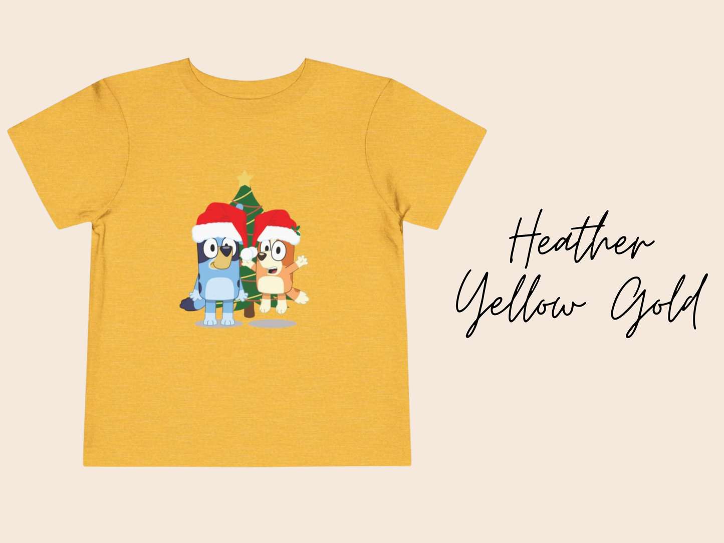 Bluey and Bingo Christmas Toddler T-Shirt | Bluey TV Show | Bluey Heeler, Winter, Christmas, Xmas, Trendy, Soft, Cute Kid's T-Shirt