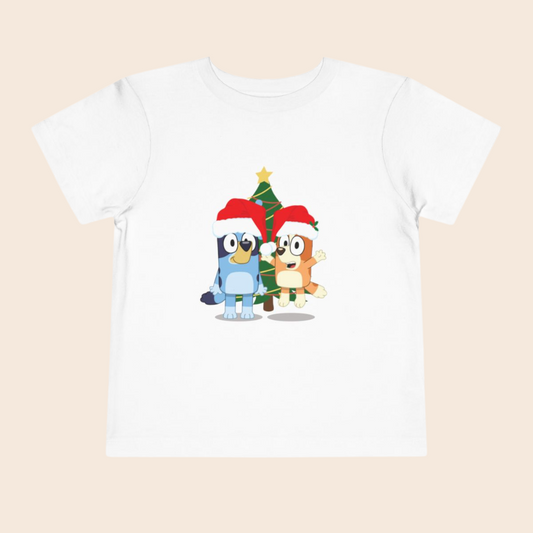 Bluey and Bingo Christmas Toddler T-Shirt | Bluey TV Show | Bluey Heeler, Winter, Christmas, Xmas, Trendy, Soft, Cute Kid's T-Shirt