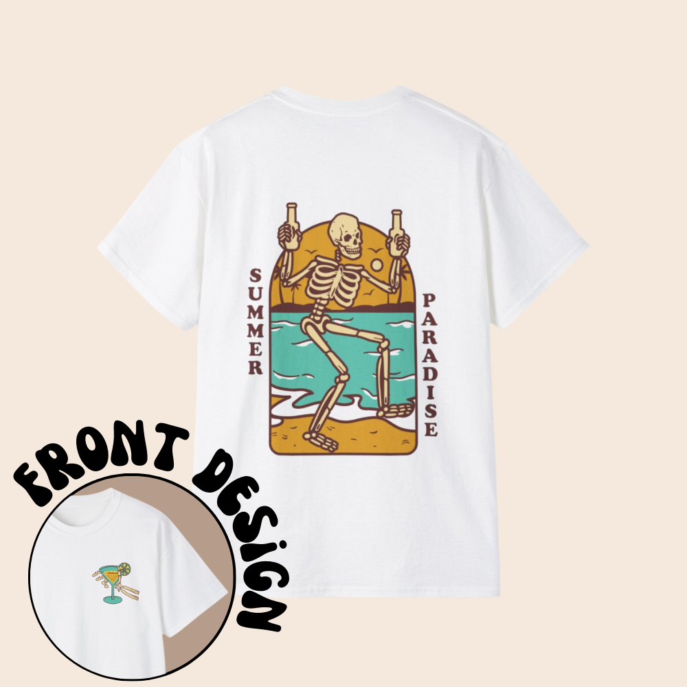 Summer Paradise Skeleton Drinking T-Shirt